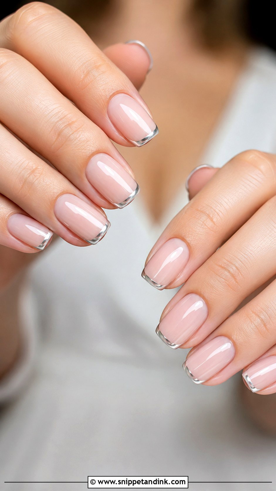 Silver French Tip Bridesmaid Nails - Snippet and Ink - 20 Bridesmaid Wedding Nail Inspo Ideas