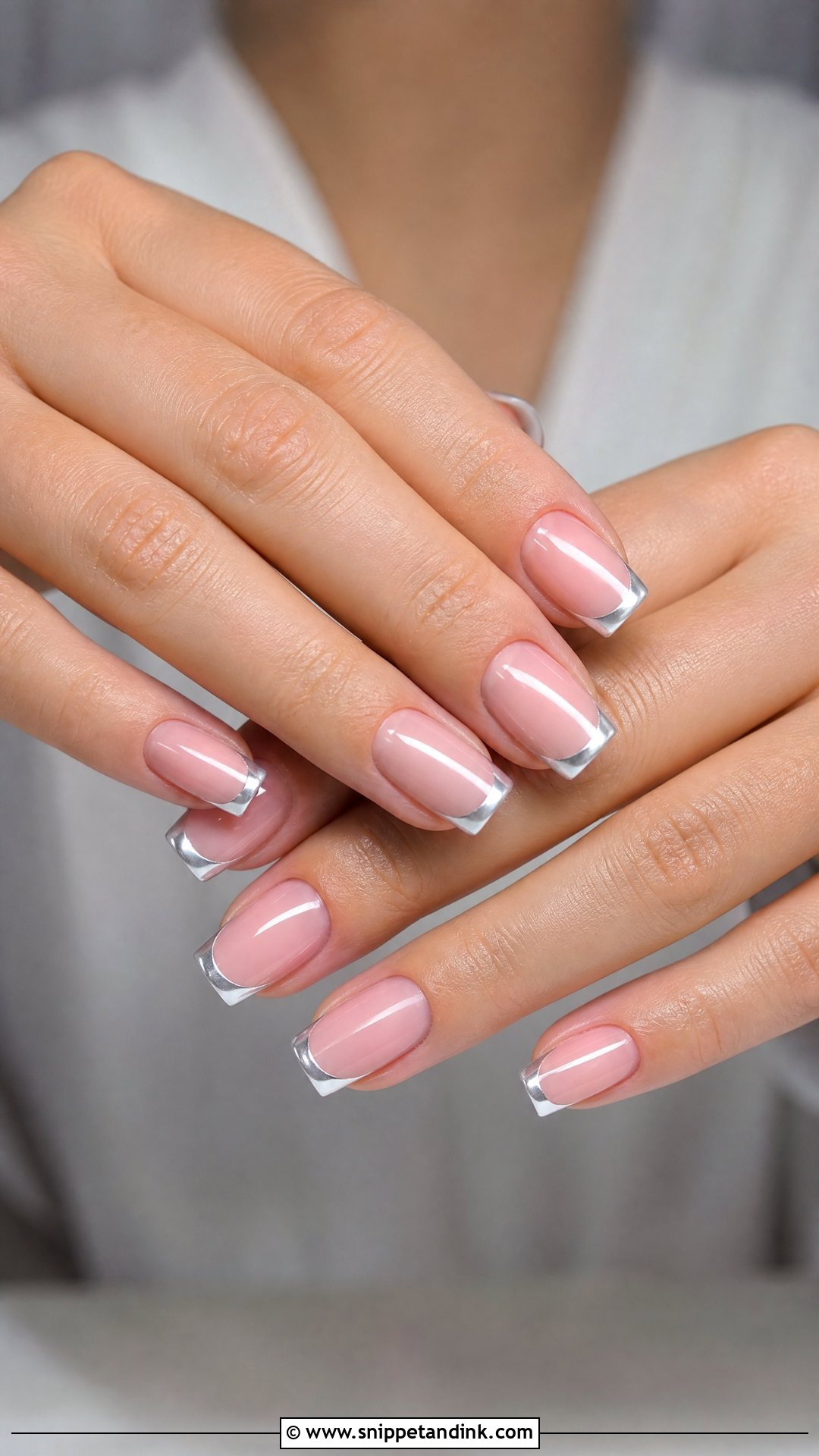 Silver French Wedding Acrylic Nails - Snippet and Ink - 25 Wedding Acrylic Nails