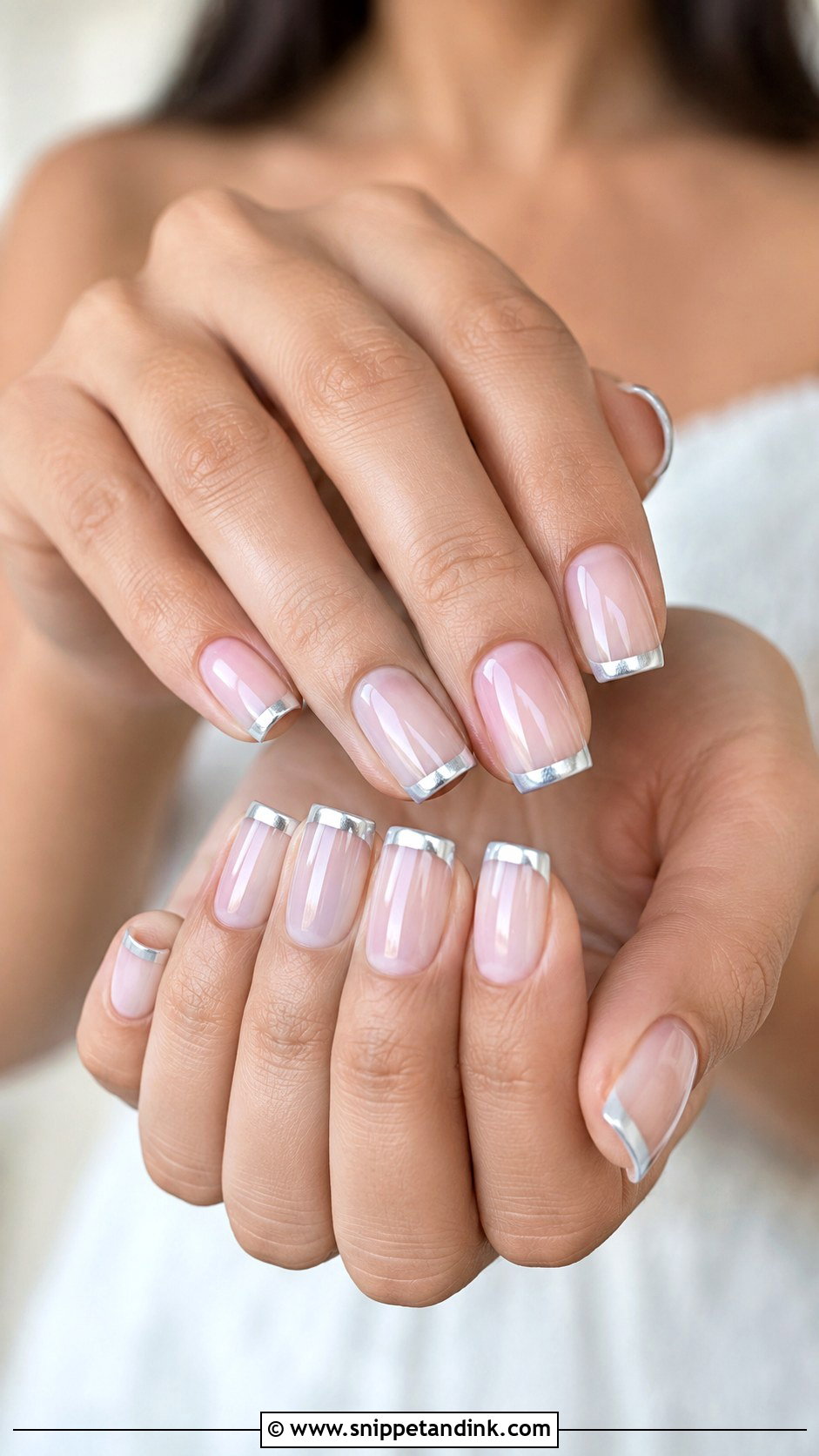 Silver French Wedding Nails - Snippet and Ink - 20 Wedding Nail Set Ideas
