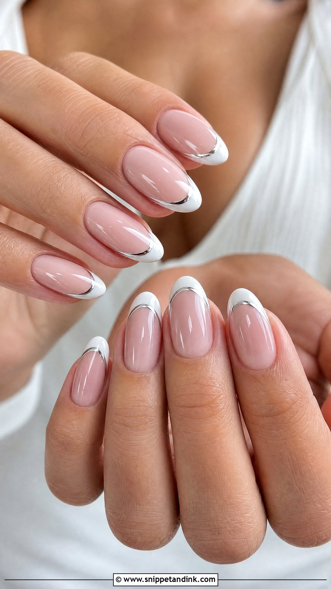 Silver French Wedding Nails - Snippet and Ink - 25 French Wedding Nails