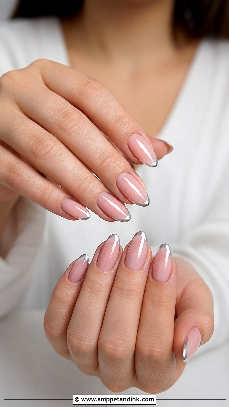 Silver French Wedding Nails - Snippet and Ink - 30 Classic Wedding Nails