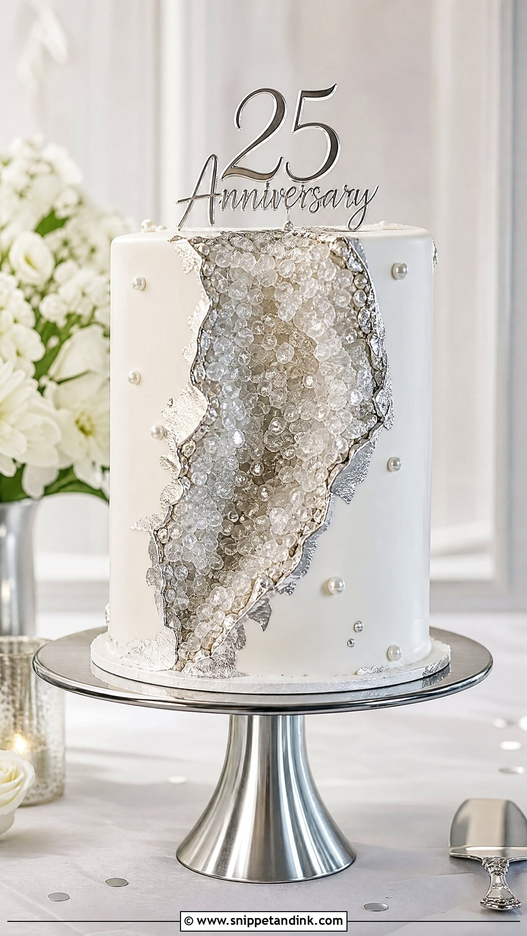 Silver Geode Anniversary Cake - Snippet and Ink - 25 Silver Wedding Anniversary Cake Ideas