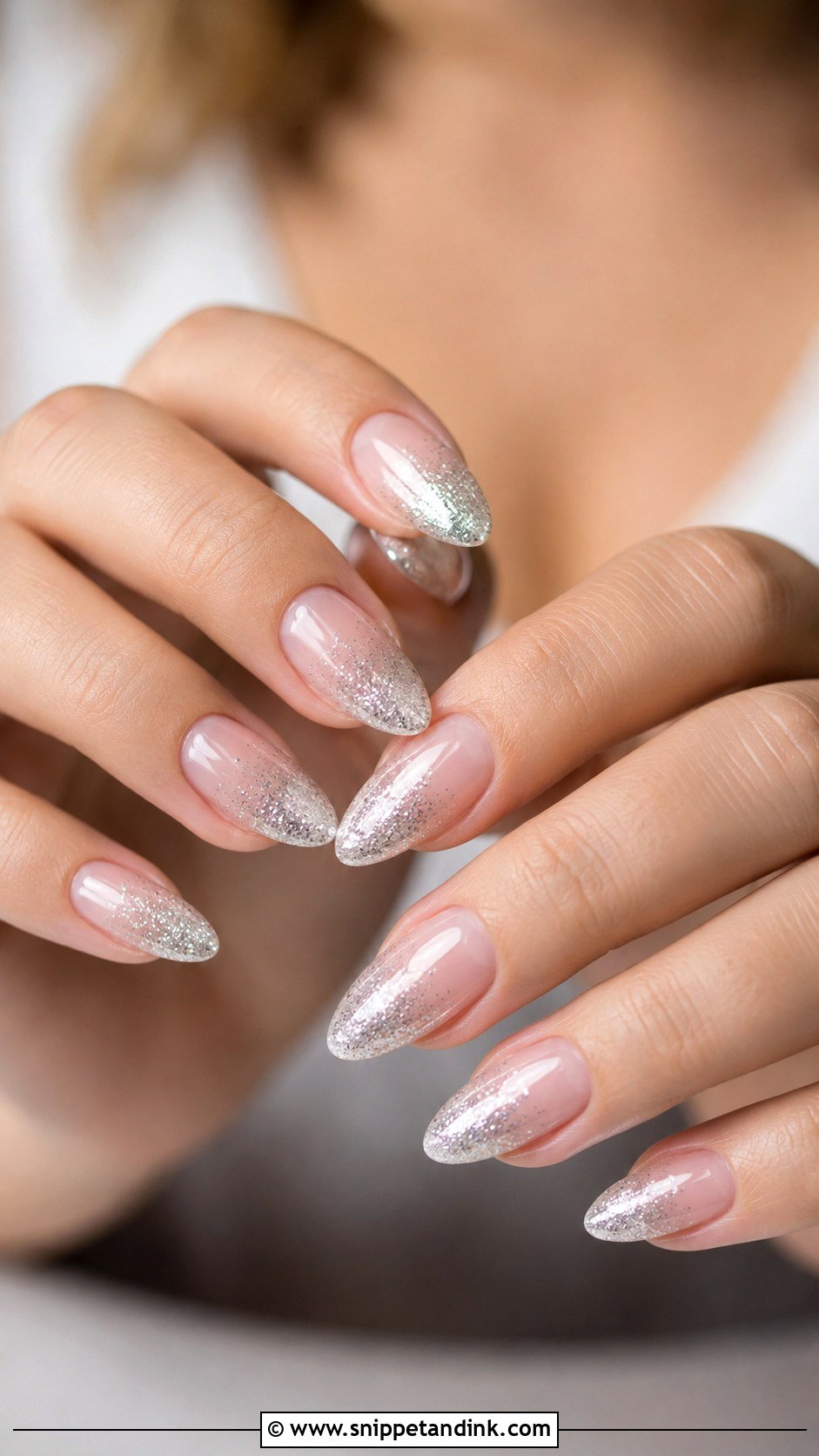 Silver Glitter Almond Wedding Nails - Snippet and Ink - 20 Almond Shape Wedding Nails