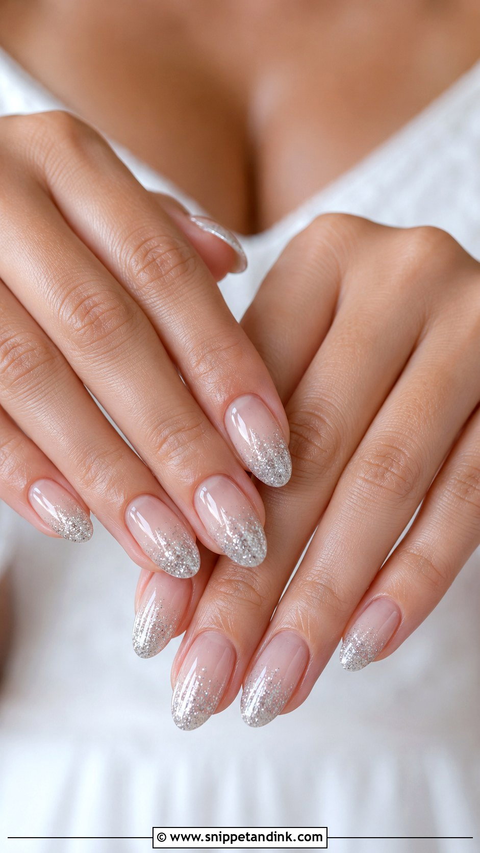 Silver Glitter Bridal Nails - Snippet and Ink - 20 Bridal Nail Design Ideas