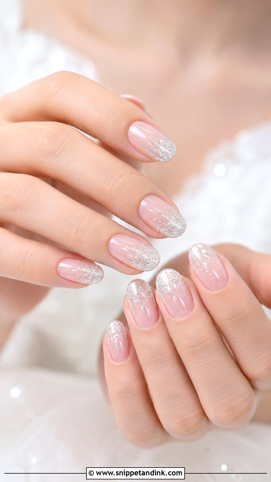 Silver Glitter Bridal Nails - Snippet and Ink - 20 Bridal Nail Inspo 2025 Ideas