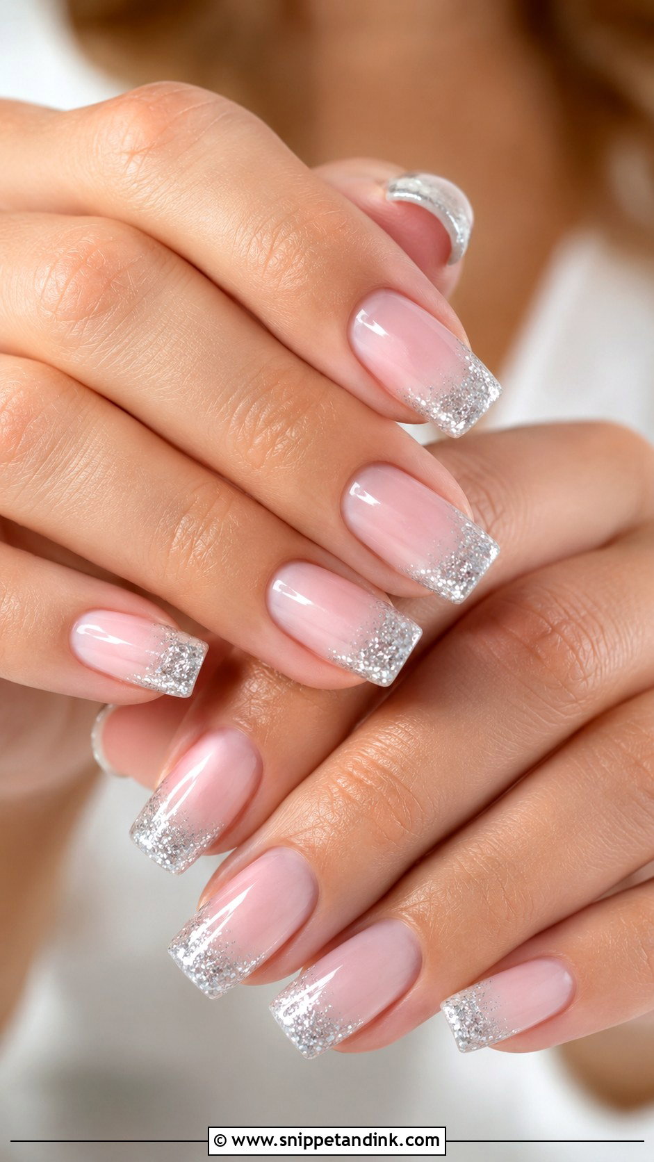 Silver Glitter Bridal Nails - Snippet and Ink - 20 Glitter Bridal Nails