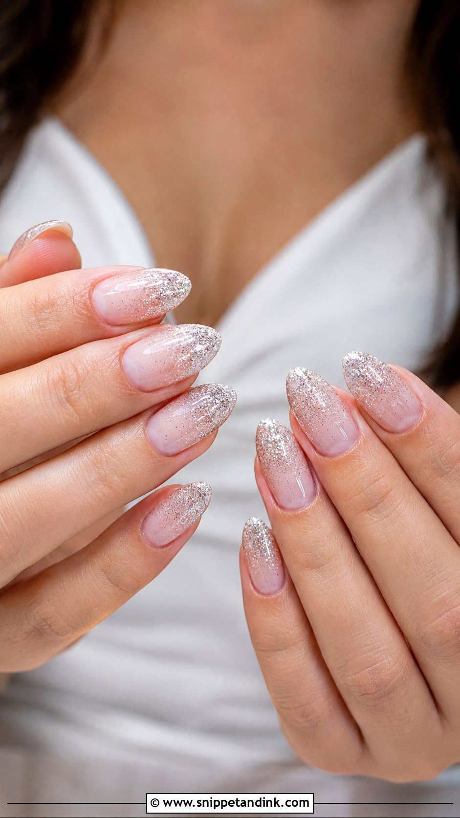 Silver Glitter Bridal Nails - Snippet and Ink - 20 Bridal Manicure Wedding Nails Ideas