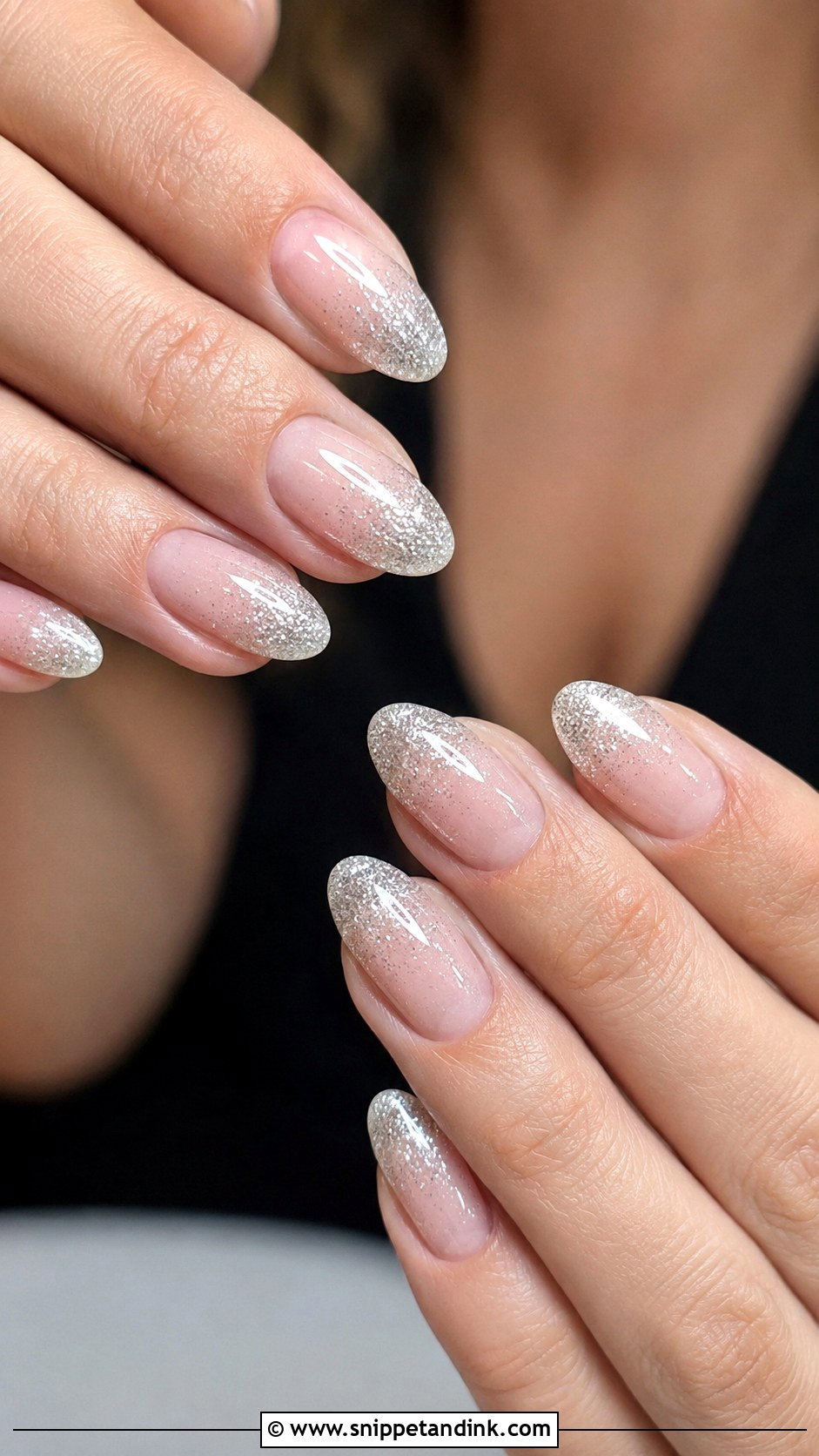 Silver Glitter Engagement Nails - Snippet and Ink - 30 Nails for Engagement