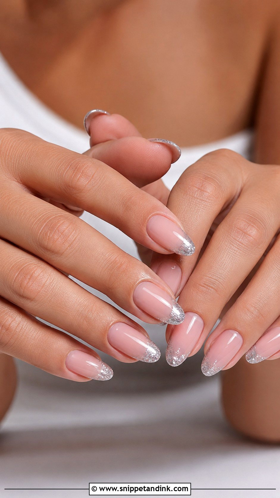 Silver Glitter French Nails - Snippet and Ink - 20 Nail Art for Wedding Guest Ideas