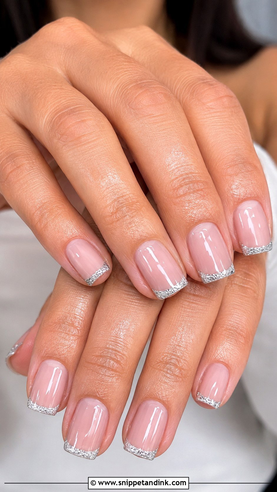 Silver Glitter French Wedding Anniversary Nails - Snippet and Ink - 20 Wedding Anniversary Nails