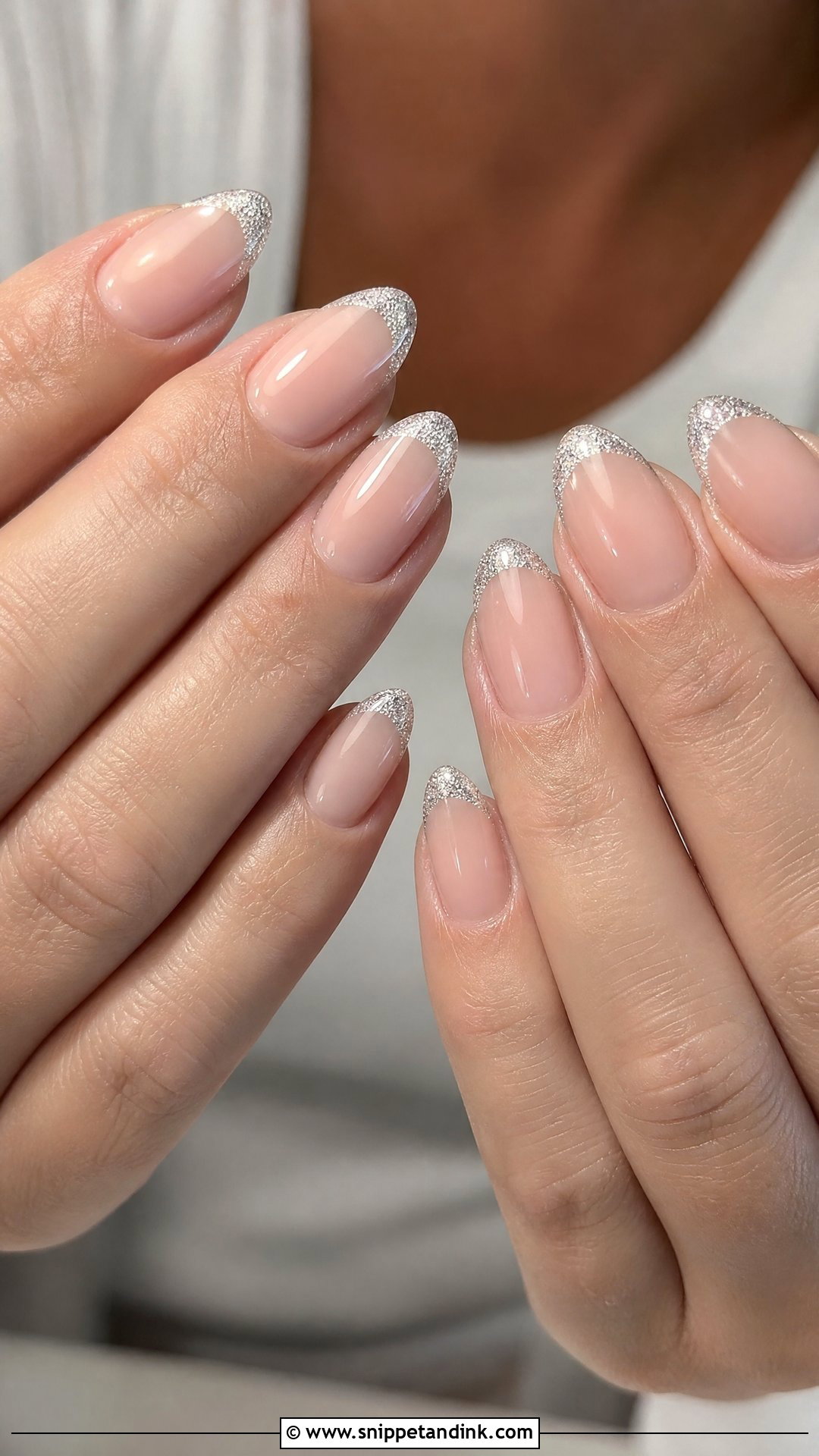Silver Glitter French Wedding Guest Nails - Snippet and Ink - 25 Wedding Guest Nail Ideas