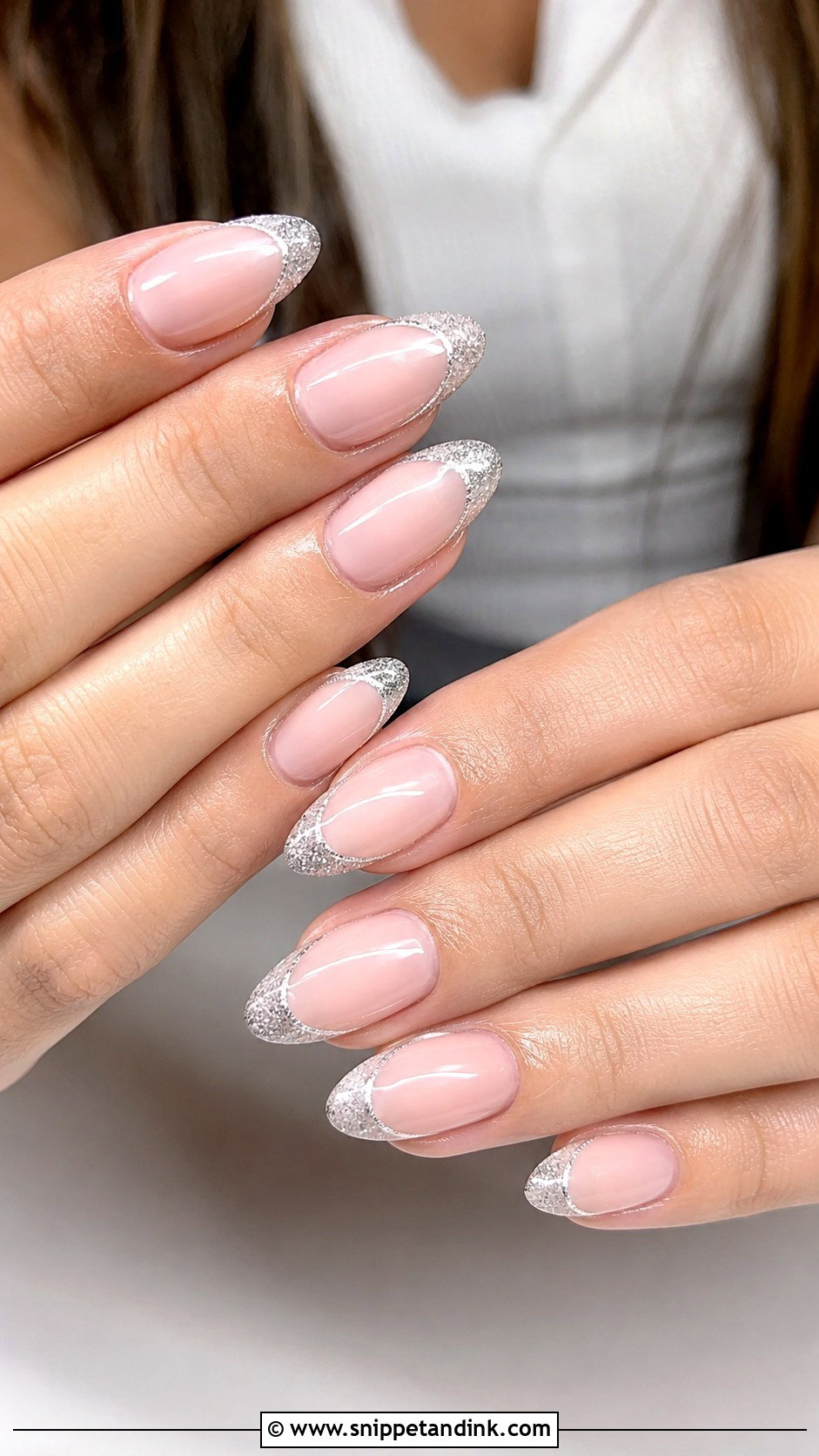 Silver Glitter French Wedding Nails - Snippet and Ink - 20 Fun Wedding Nails for Bride