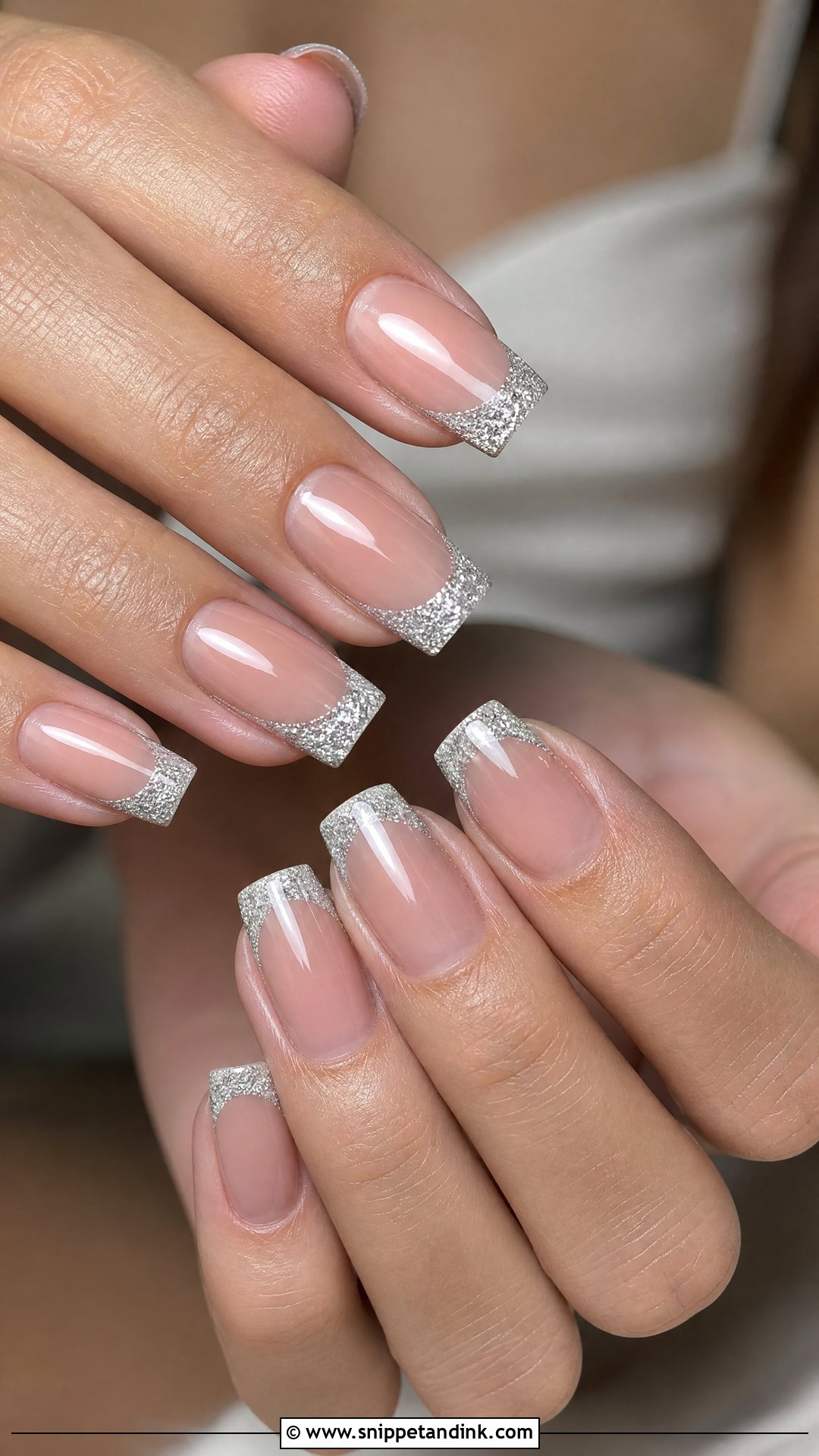 Silver Glitter French Wedding Nails - Snippet and Ink - 25 Unique Wedding Nails for Bride