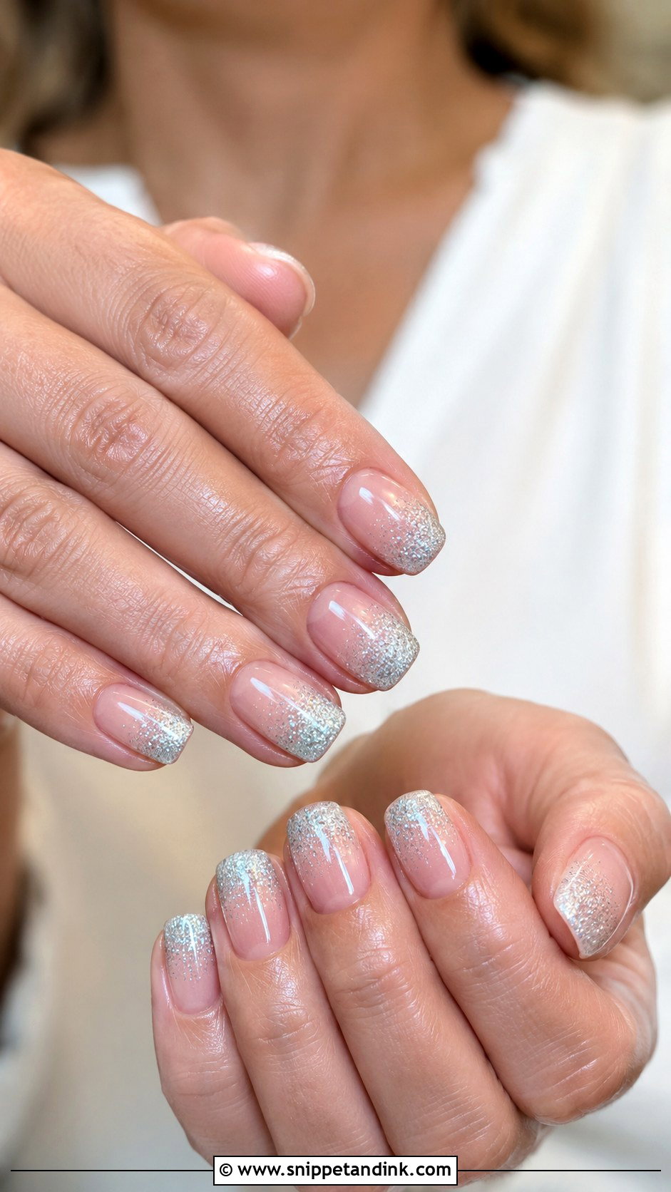 Silver Glitter Gel Nails For Bride Wedding - Snippet and Ink - 20 Gel Nails for the Bride Wedding
