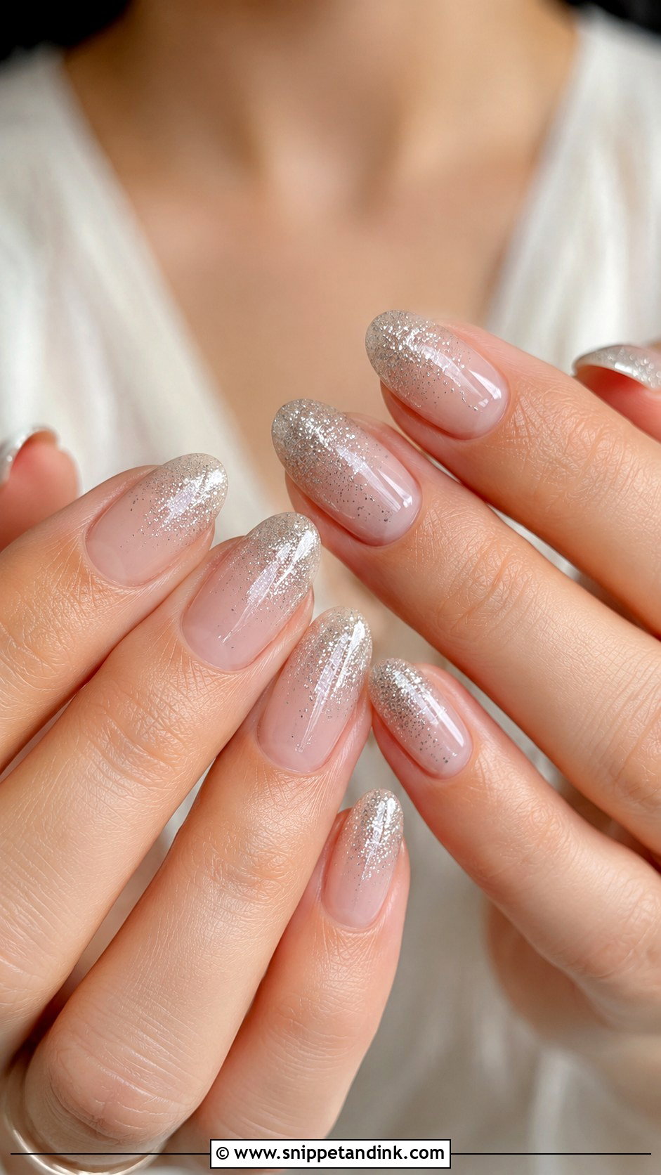 Silver Glitter Gel Wedding Nails - Snippet and Ink - 20 Gel Nails for Wedding