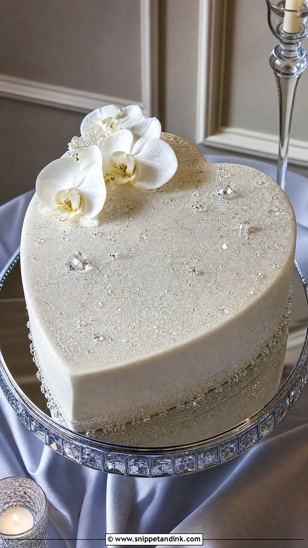 Silver Glitter Heart Cake - Snippet and Ink - 25 Glitter Heart Cake Ideas for Wedding