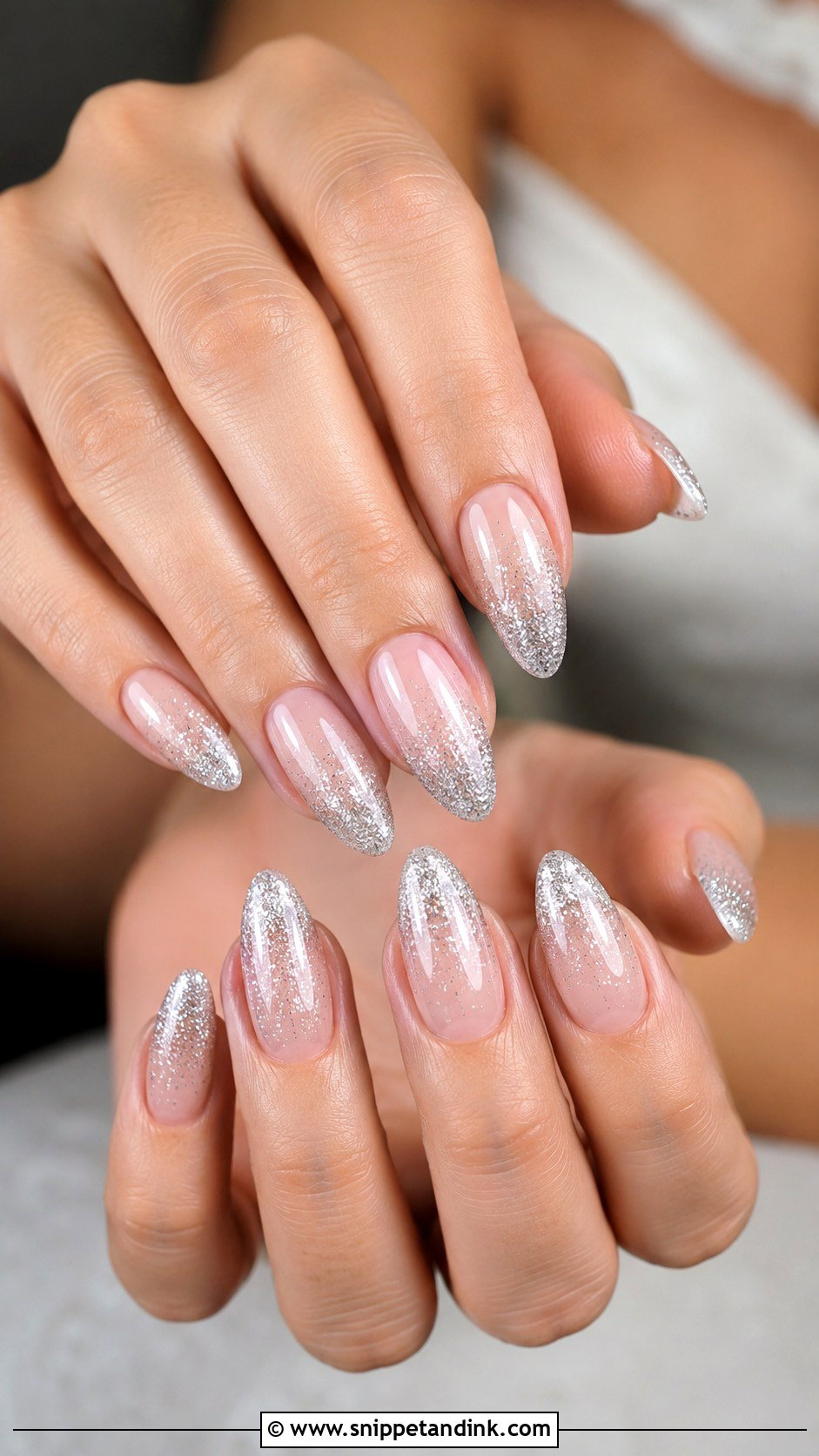 Silver Glitter Ombre Bridal Nails - Snippet and Ink - 30 Bridal Nail Art Designs Wedding Day