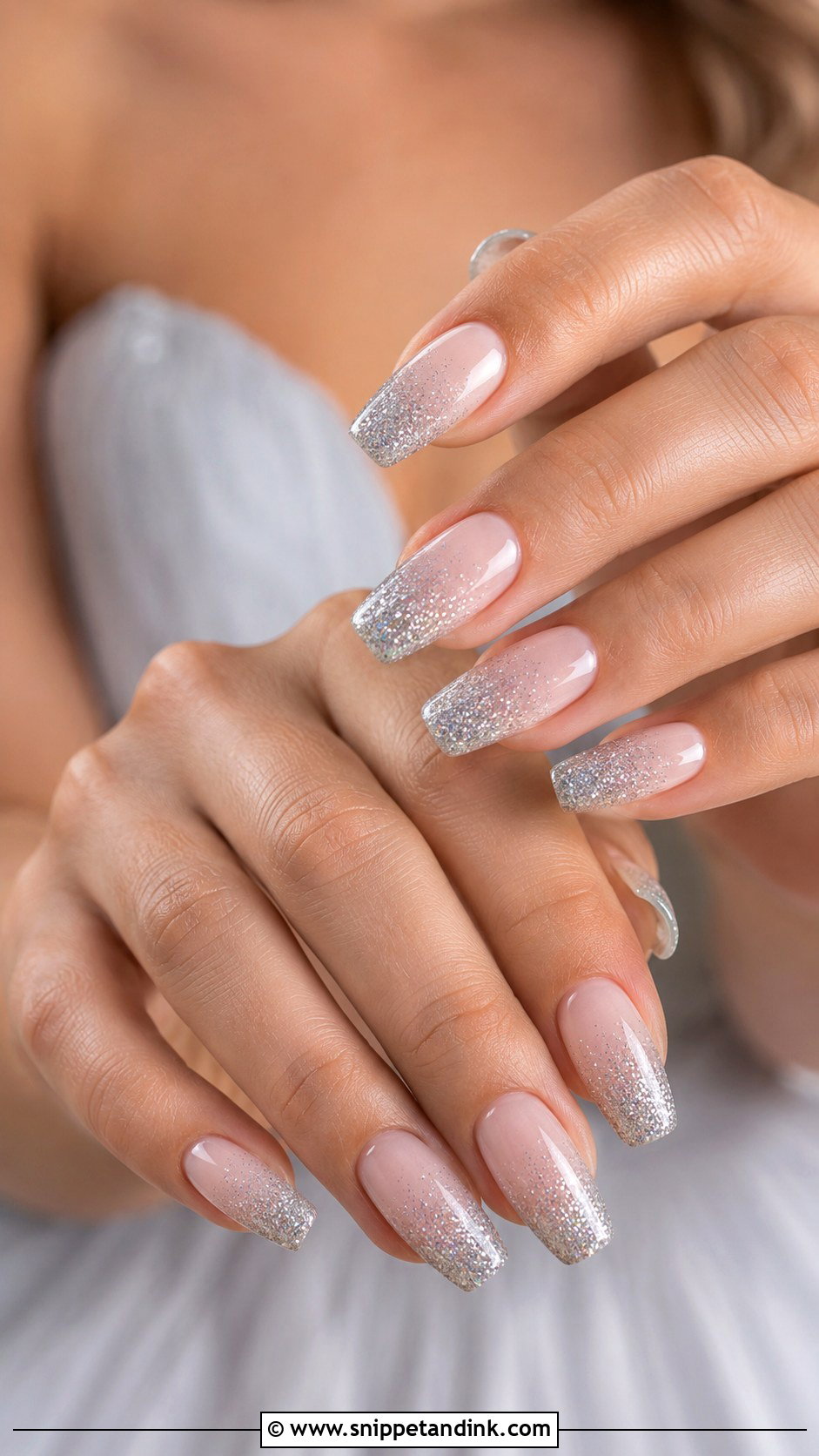 Silver Glitter Ombre Bridesmaid Nails - Snippet and Ink - 20 Wedding Day Nails for Bridesmaids