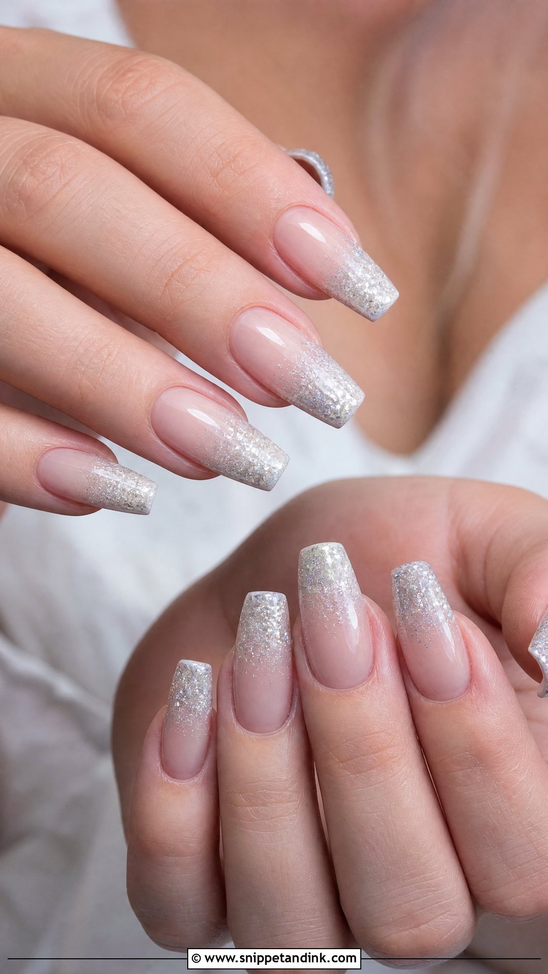 Silver Glitter Ombre Winter Wedding Nails - Snippet and Ink - 25 Winter Wedding Nails