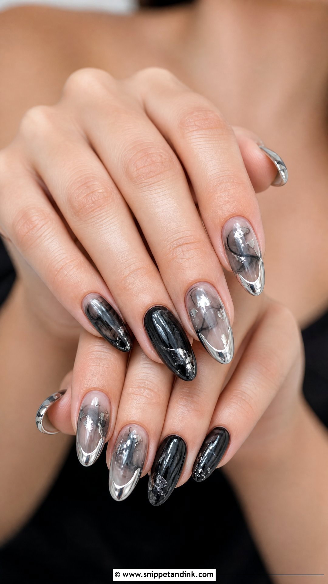 Silver Goth Wedding Nails - Snippet and Ink - 25 Goth Wedding Nails