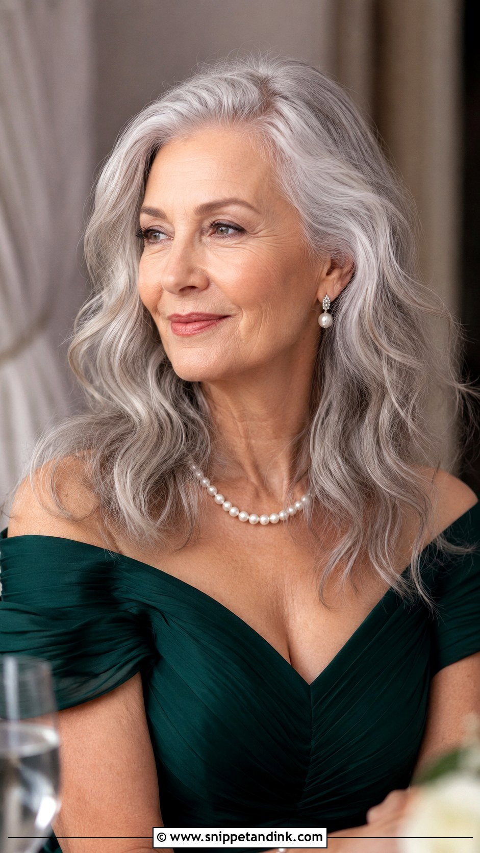 Silver Gray Waves with Natural Shine - Snippet and Ink - 25 Mother of the Groom Hairstyles Over 50