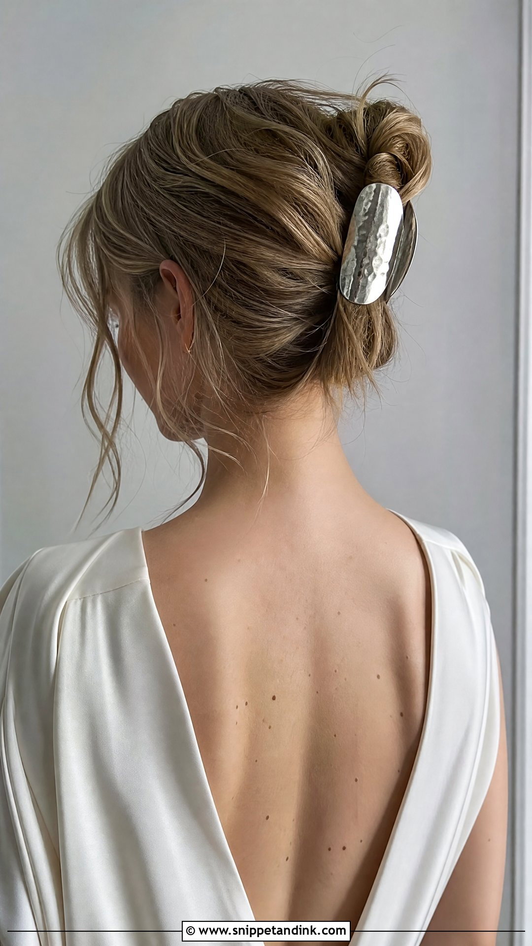 Silver Hair Clip With Textured Updo - Snippet and Ink - 20 Wedding Hair Clips Ideas