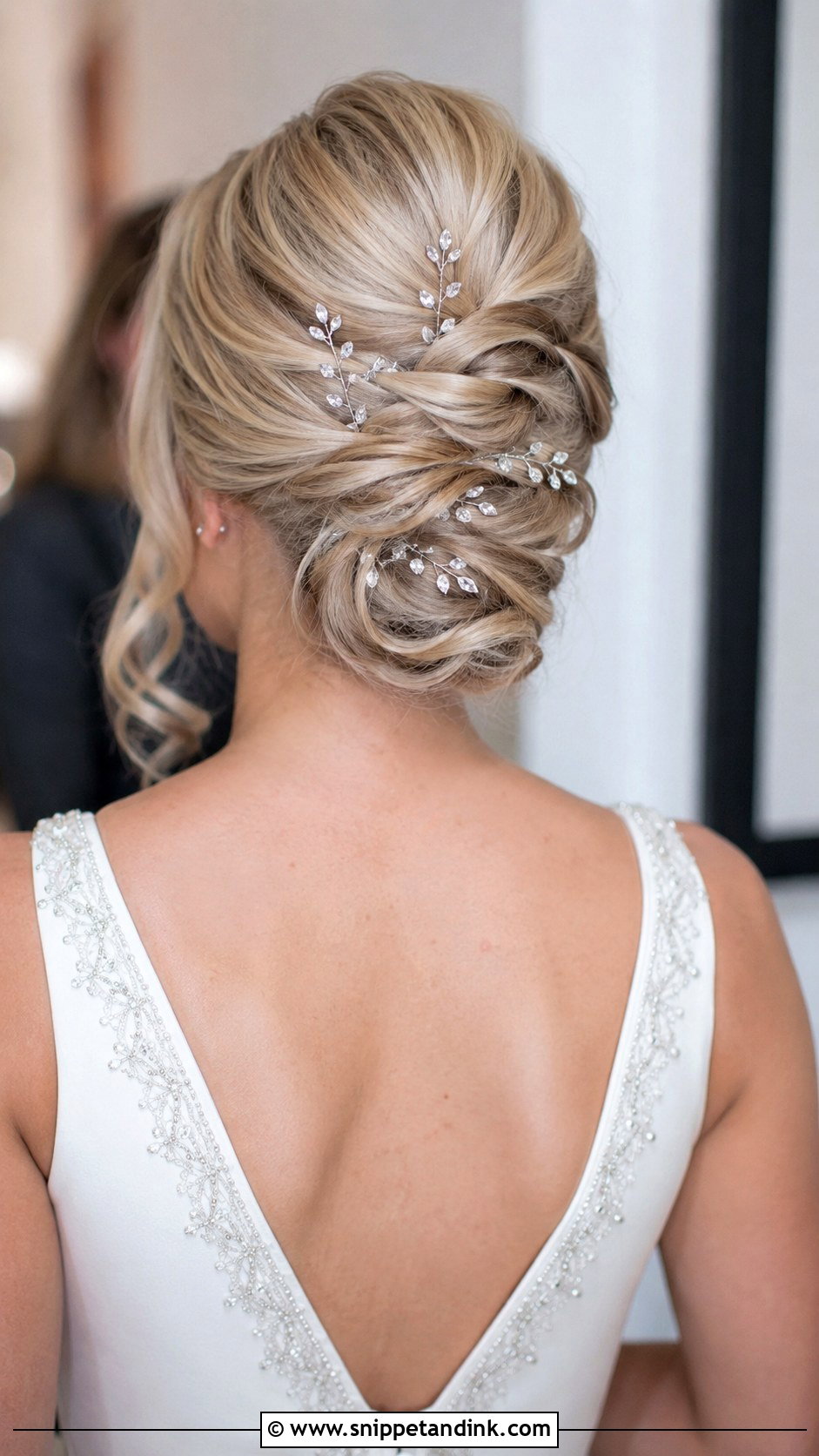 Silver Hair Pins With a Twisted Updo - Snippet and Ink - 20 Bridal Hair Pin Ideas