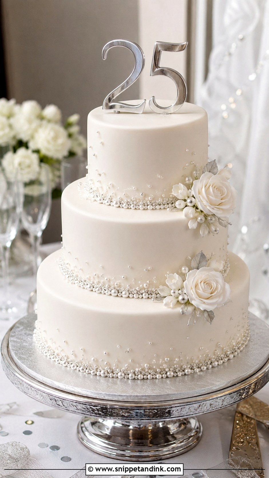 Silver Jubilee Cake - Snippet and Ink - 20 25th Anniversary Cake Design Ideas