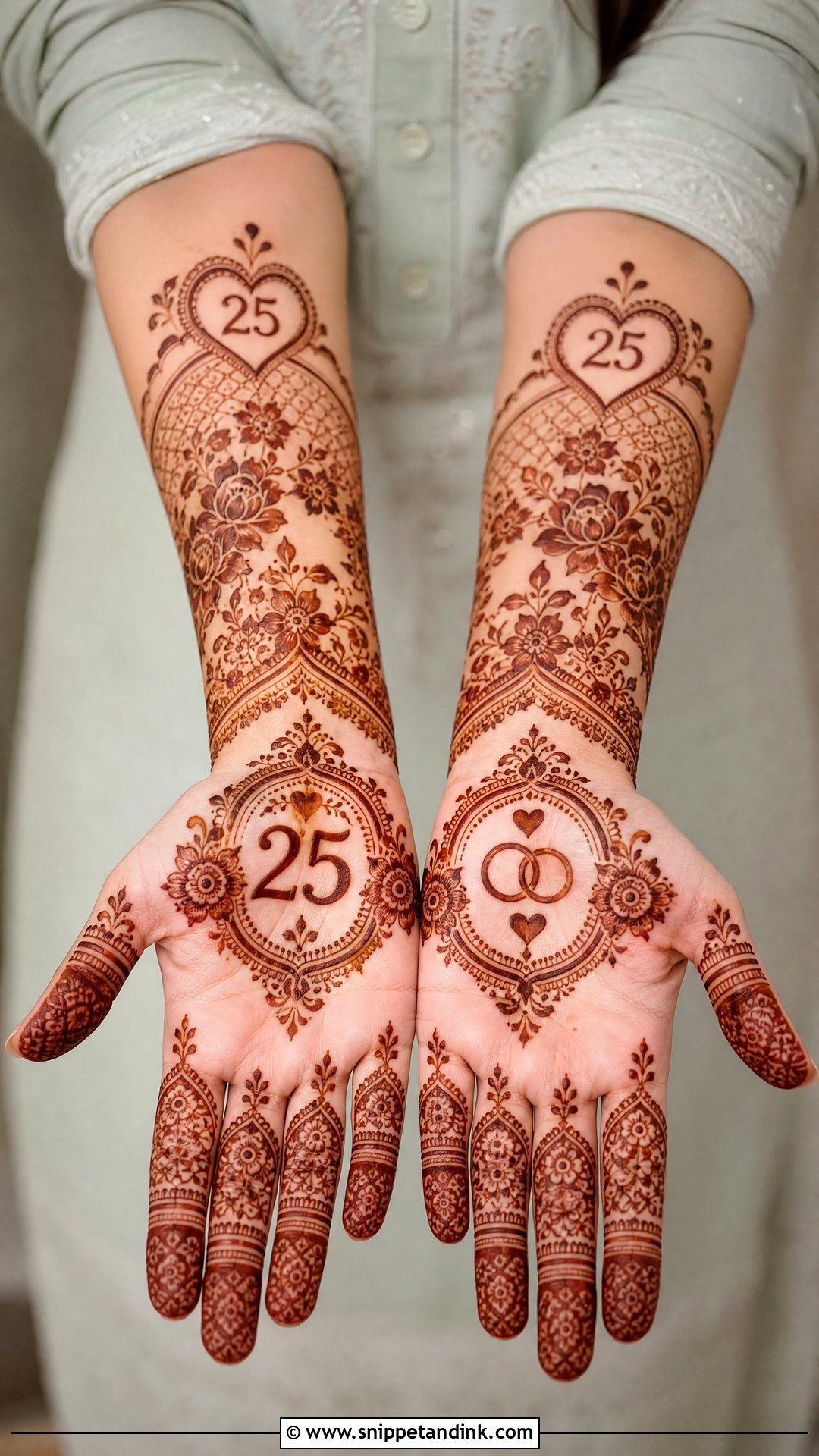Silver Jubilee Mehndi Design For Hands - Snippet and Ink - 20 25 Anniversary Mehndi Design Ideas