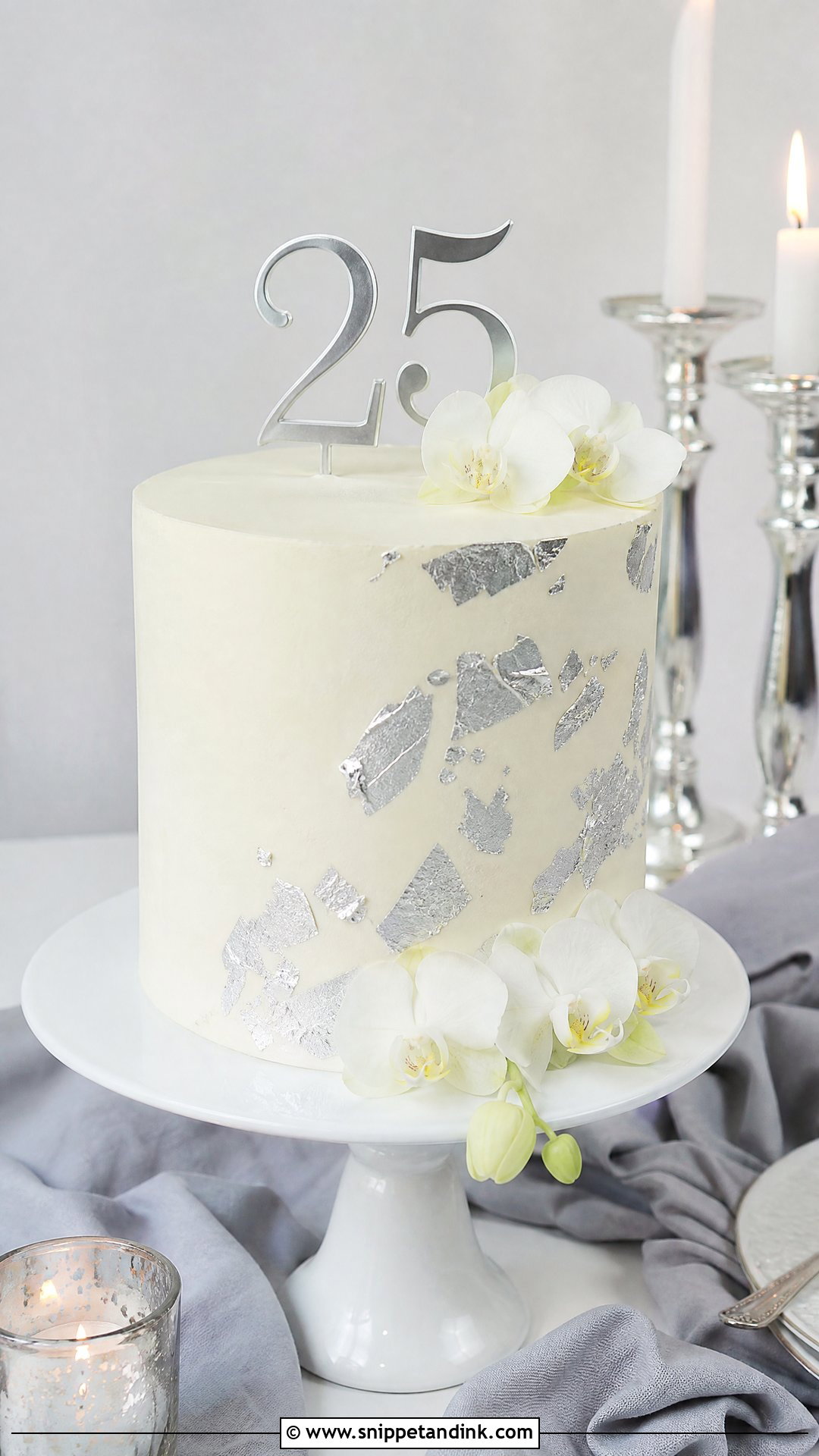 Silver Leaf Anniversary Cake - Snippet and Ink - 25 Silver Wedding Anniversary Cake Ideas