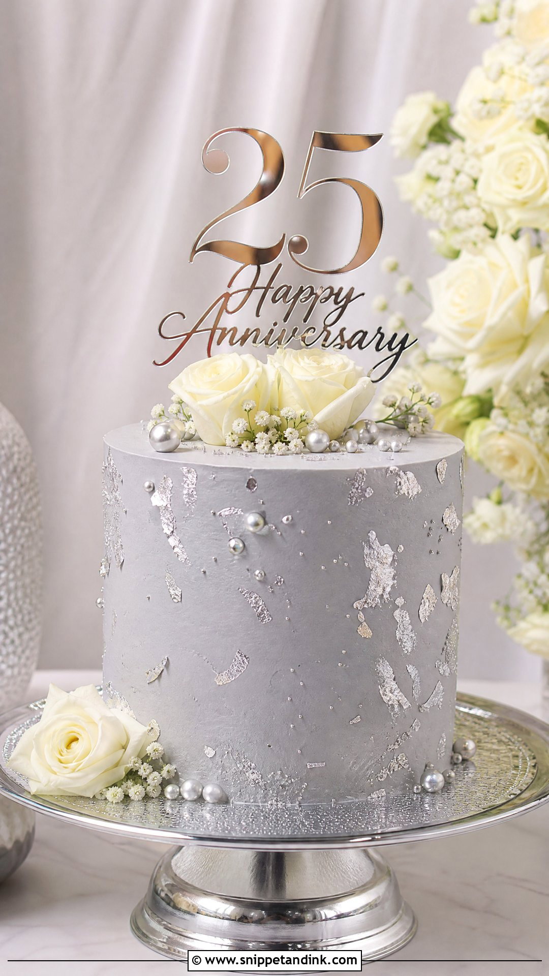 Silver Marriage Anniversary Cake - Snippet and Ink - 20 Marriage Anniversary Cakes