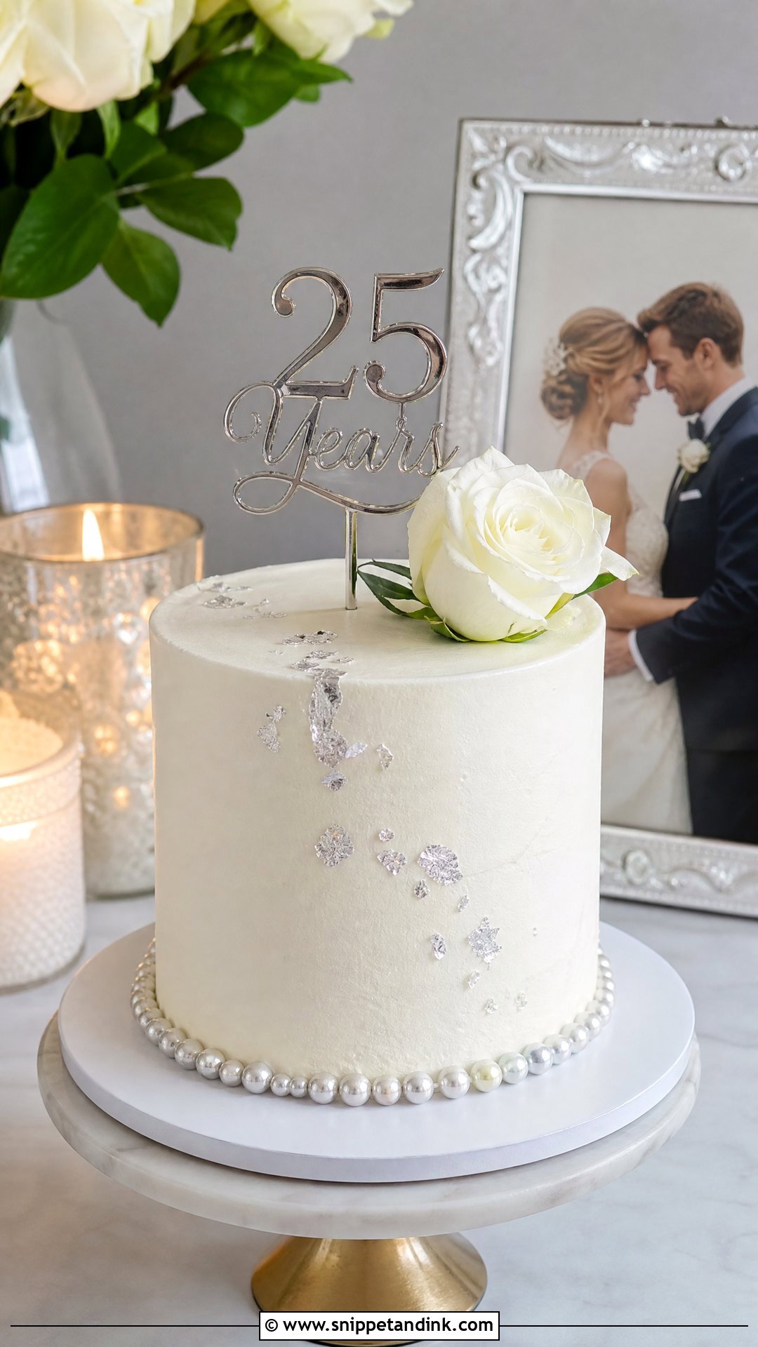 Silver Mini Anniversary Cake - Snippet and Ink - 25 Silver Wedding Anniversary Cake Ideas