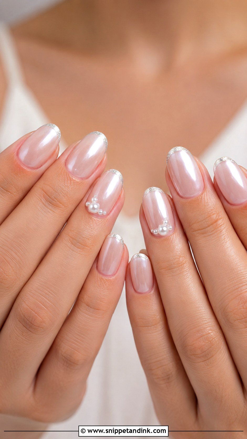 Silver Pearl Bridal Nails - Snippet and Ink - 20 Pearl Bridal Nails
