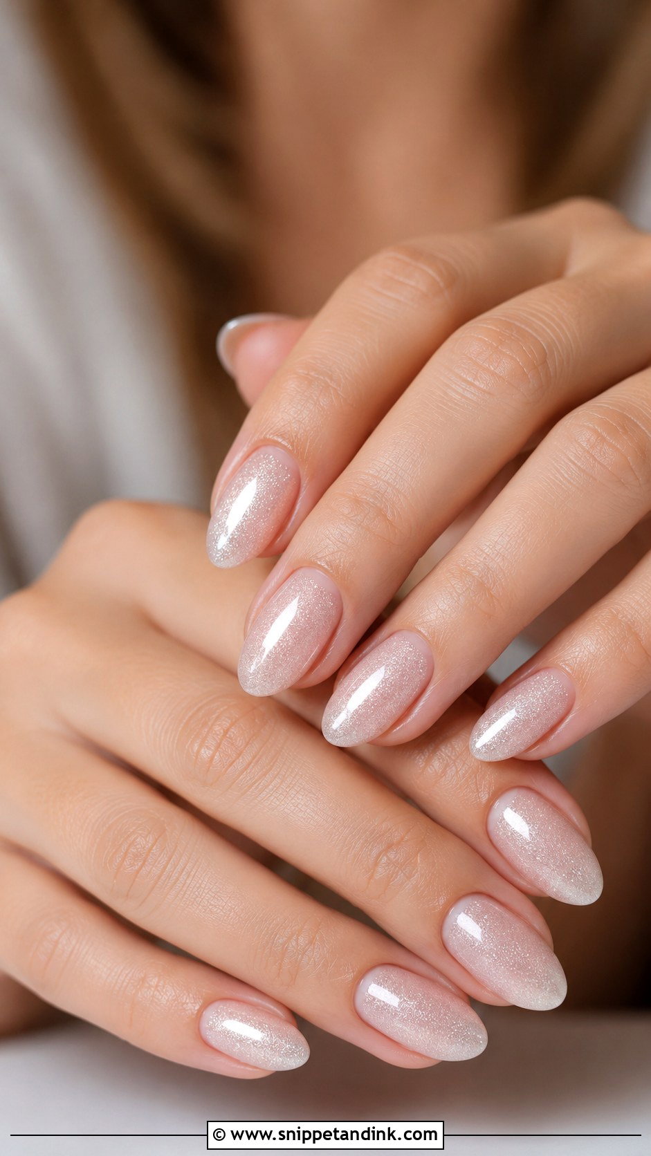Silver Shimmer Wedding Almond Nails - Snippet and Ink - 20 Almond Nails Designs Wedding