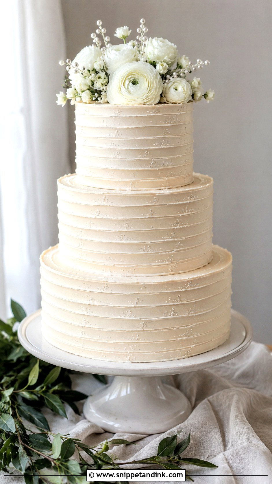 Silver Shimmer Wedding Cake - Snippet and Ink - 20 Shimmer Wedding Cake Ideas