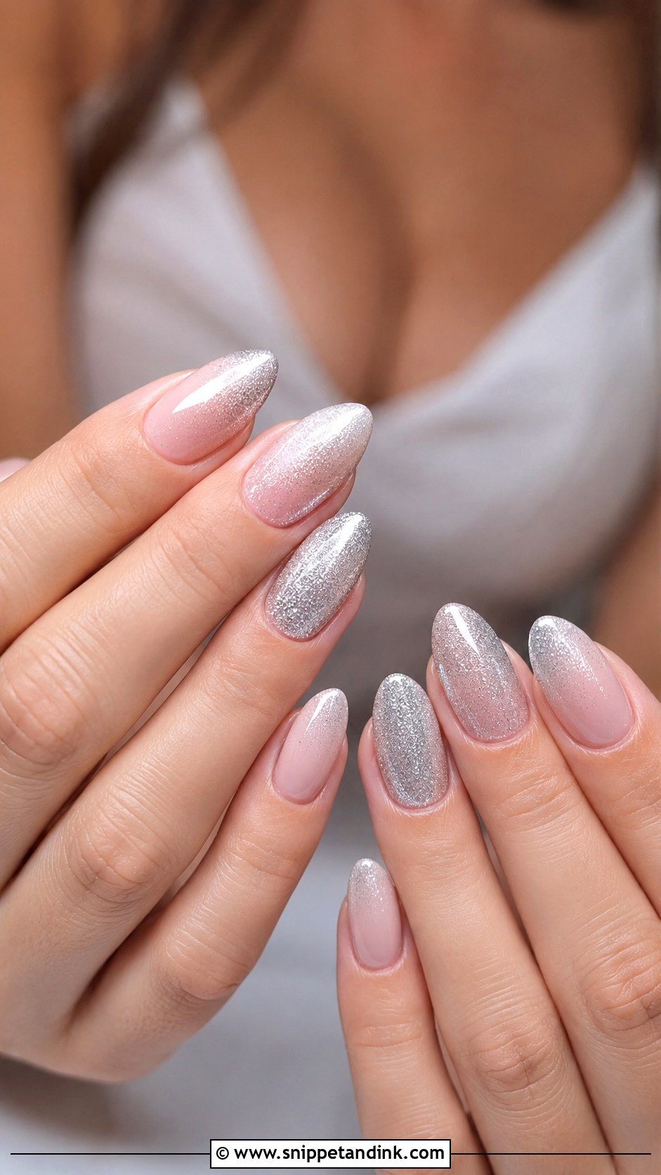Silver Shimmer Wedding Guest Nails - Snippet and Ink - 20 Wedding Guest Nail Designs