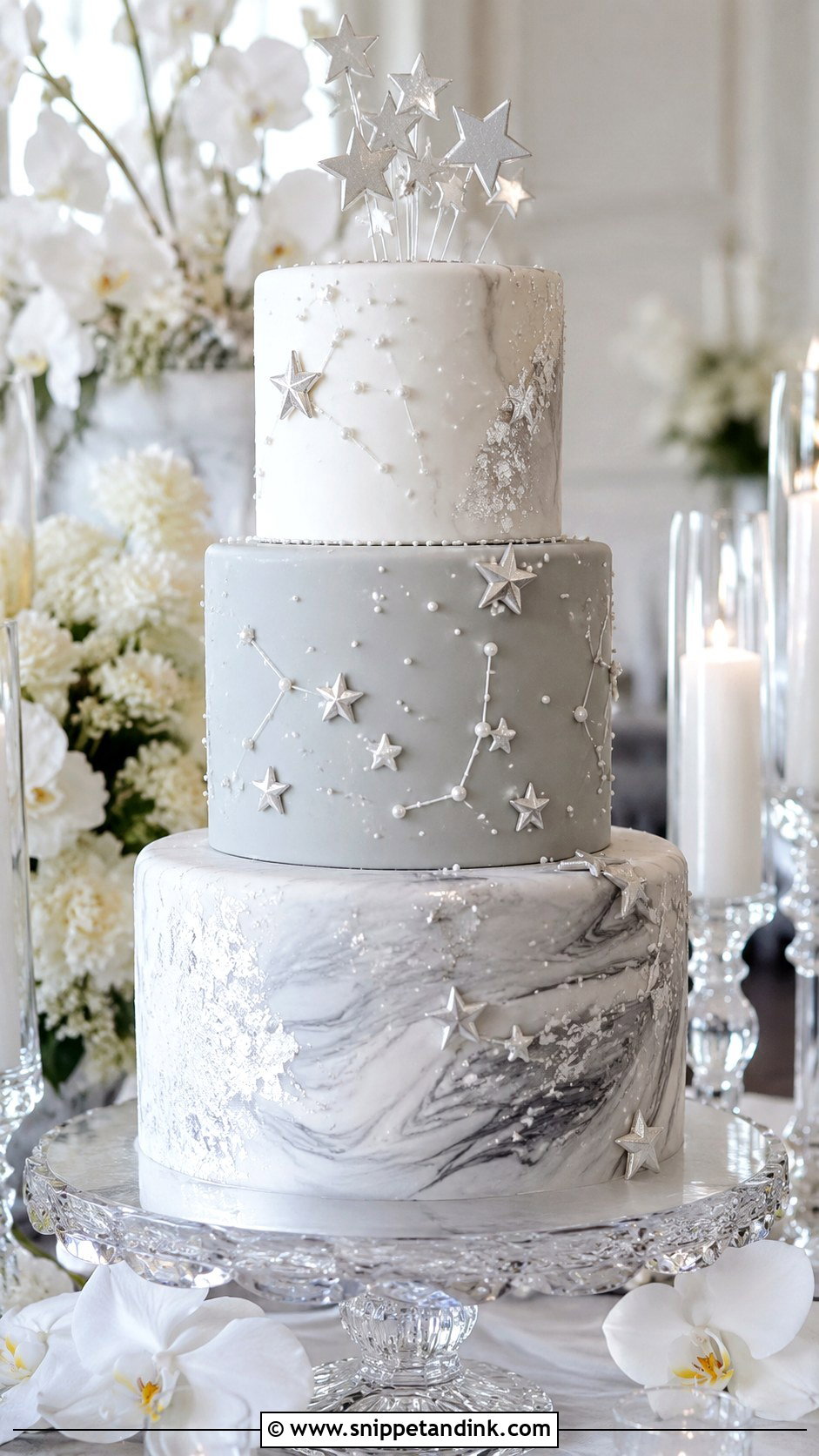 Silver Star Wedding Cake - Snippet and Ink - 20 Star Wedding Cake Ideas