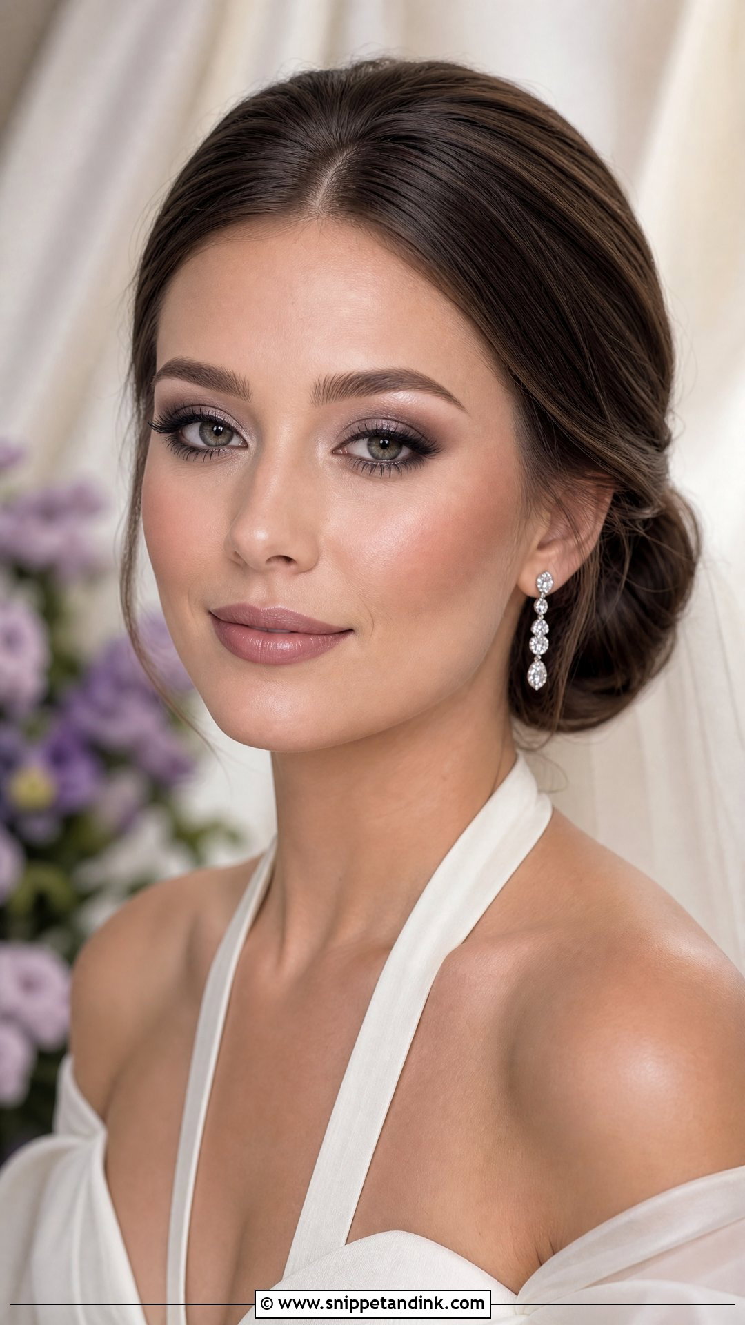 Silver Taupe Green Eye Bridal Makeup - Snippet and Ink - 20 Green Eye Bridal Makeup Ideas