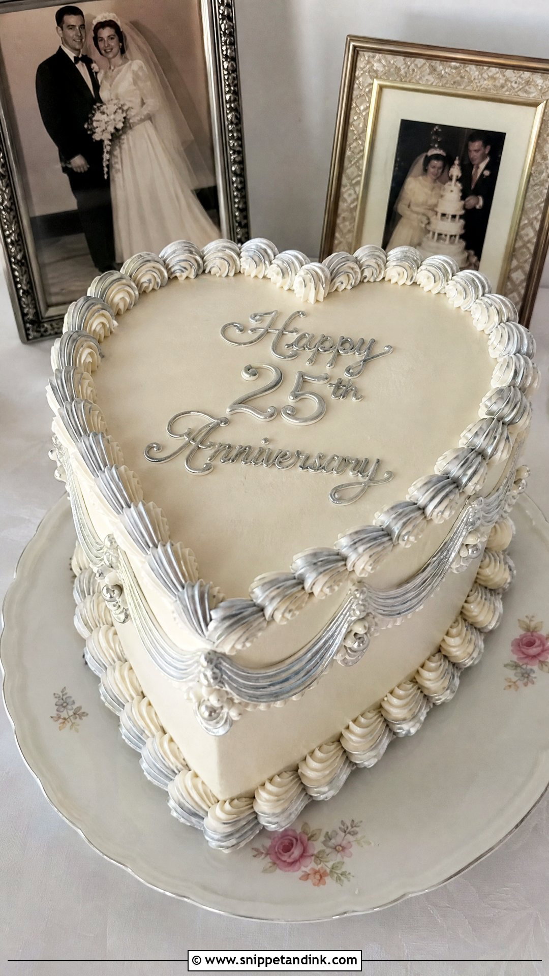Silver Vintage Anniversary Cake - Snippet and Ink - 25 Silver Wedding Anniversary Cake Ideas