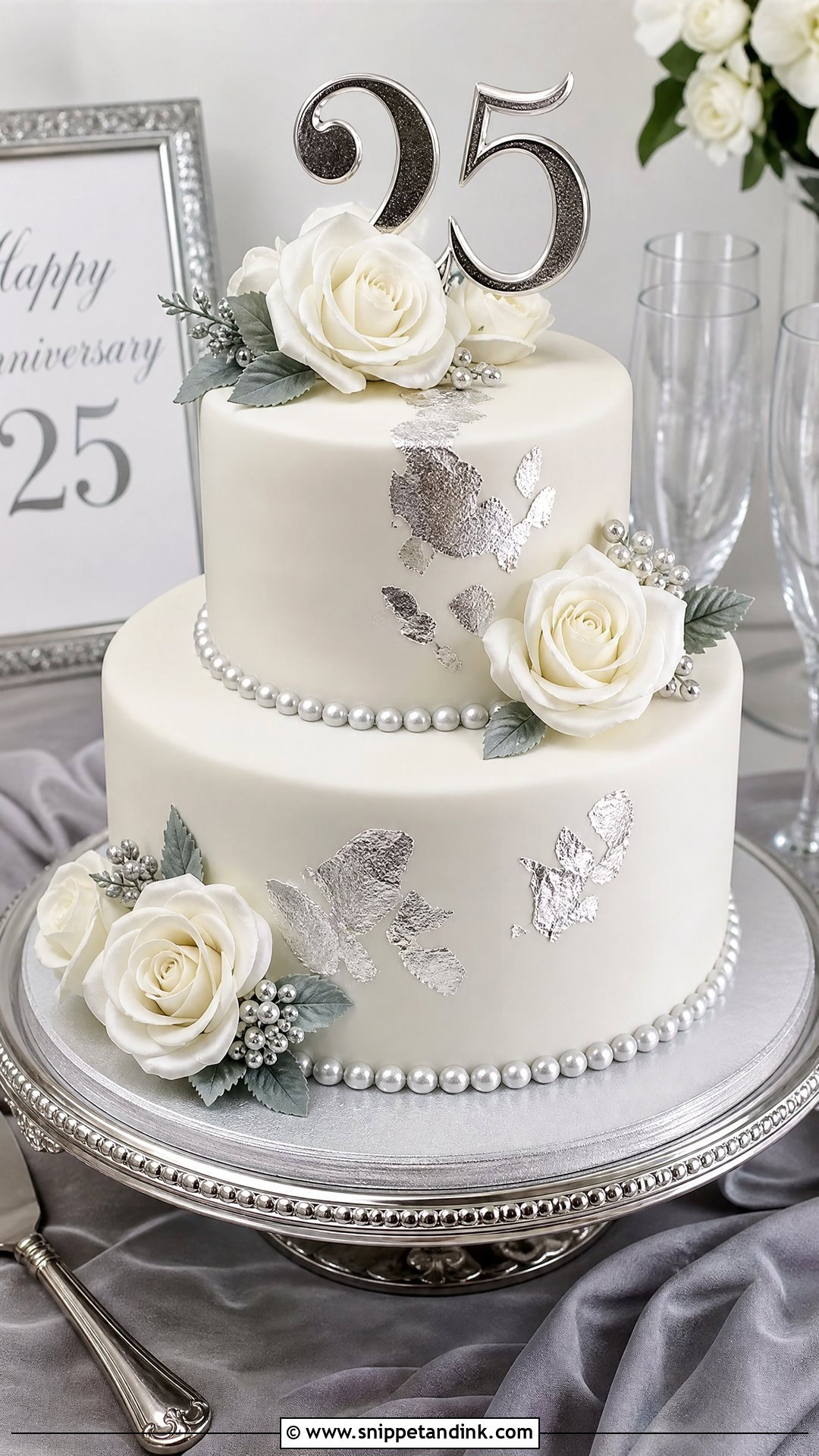Silver Wedding Anniversary Cake - Snippet and Ink - 30 Wedding Anniversary Cake Design Ideas