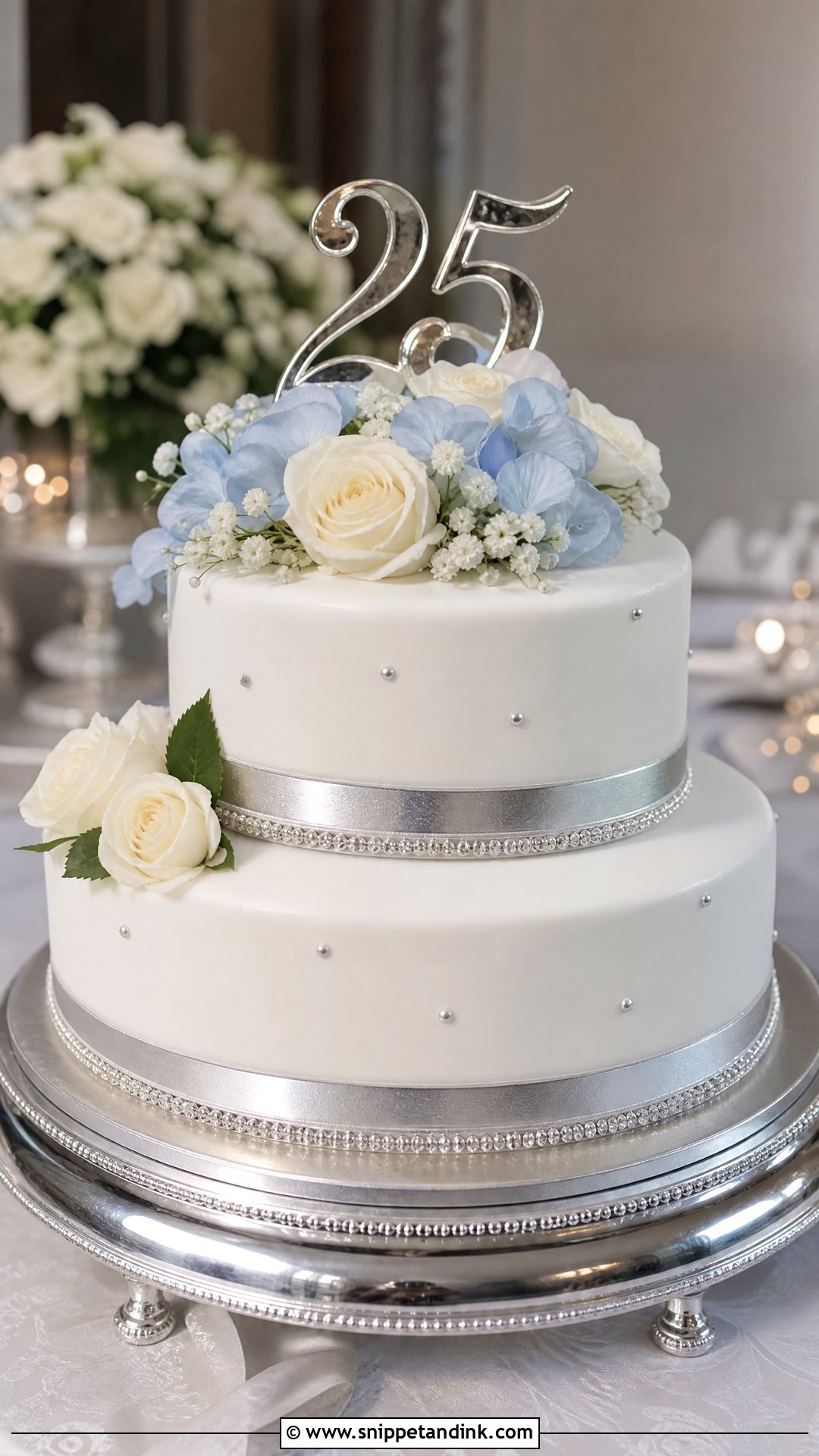 Silver Wedding Anniversary Cake - Snippet and Ink - 30 Wedding Anniversary Cakes