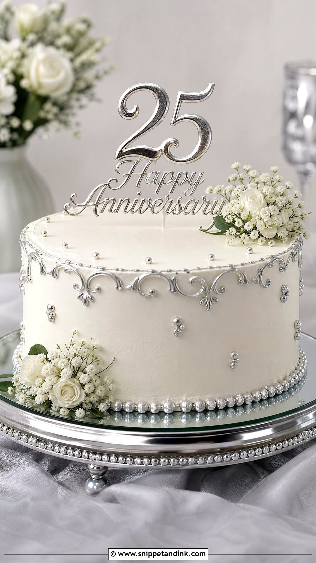 Silver Wedding Anniversary Cake - Snippet and Ink - 35 Wedding Anniversary Cake Ideas