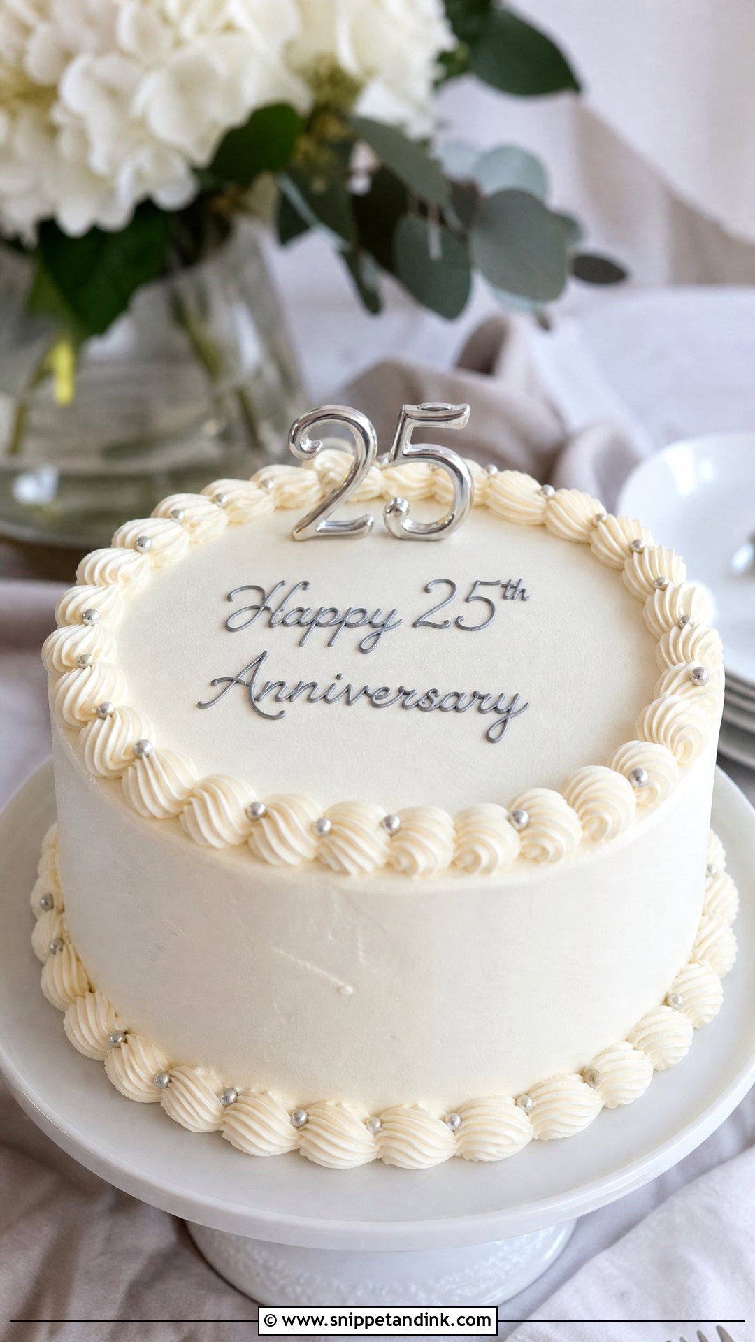 Simple 25th Anniversary Cake - Snippet and Ink - 25 25th Anniversary Cake Ideas