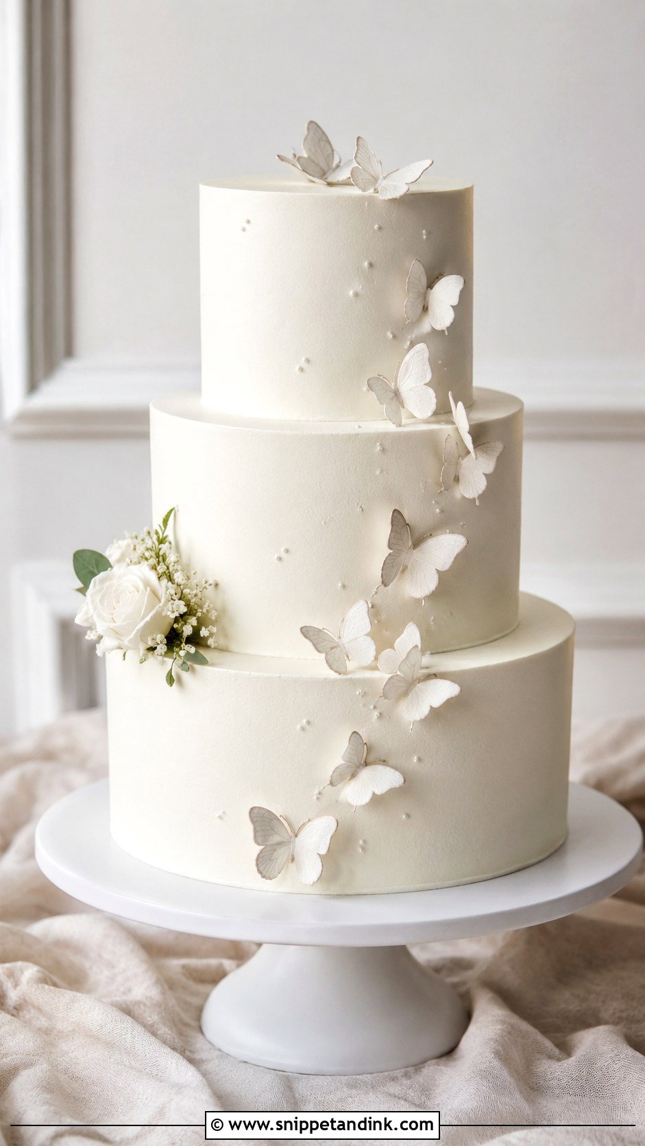 Simple 3 Tier Butterfly Wedding Cake - Snippet and Ink - 20 3 Tier Butterfly Cake Ideas for Wedding
