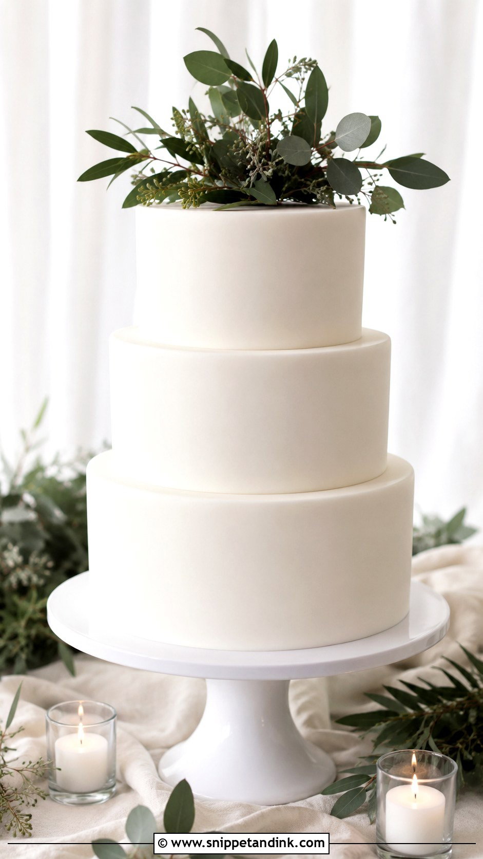 Simple 3 Tier Wedding Cake With Greenery - Snippet and Ink - 20 3 Wedding Cakes Display Ideas