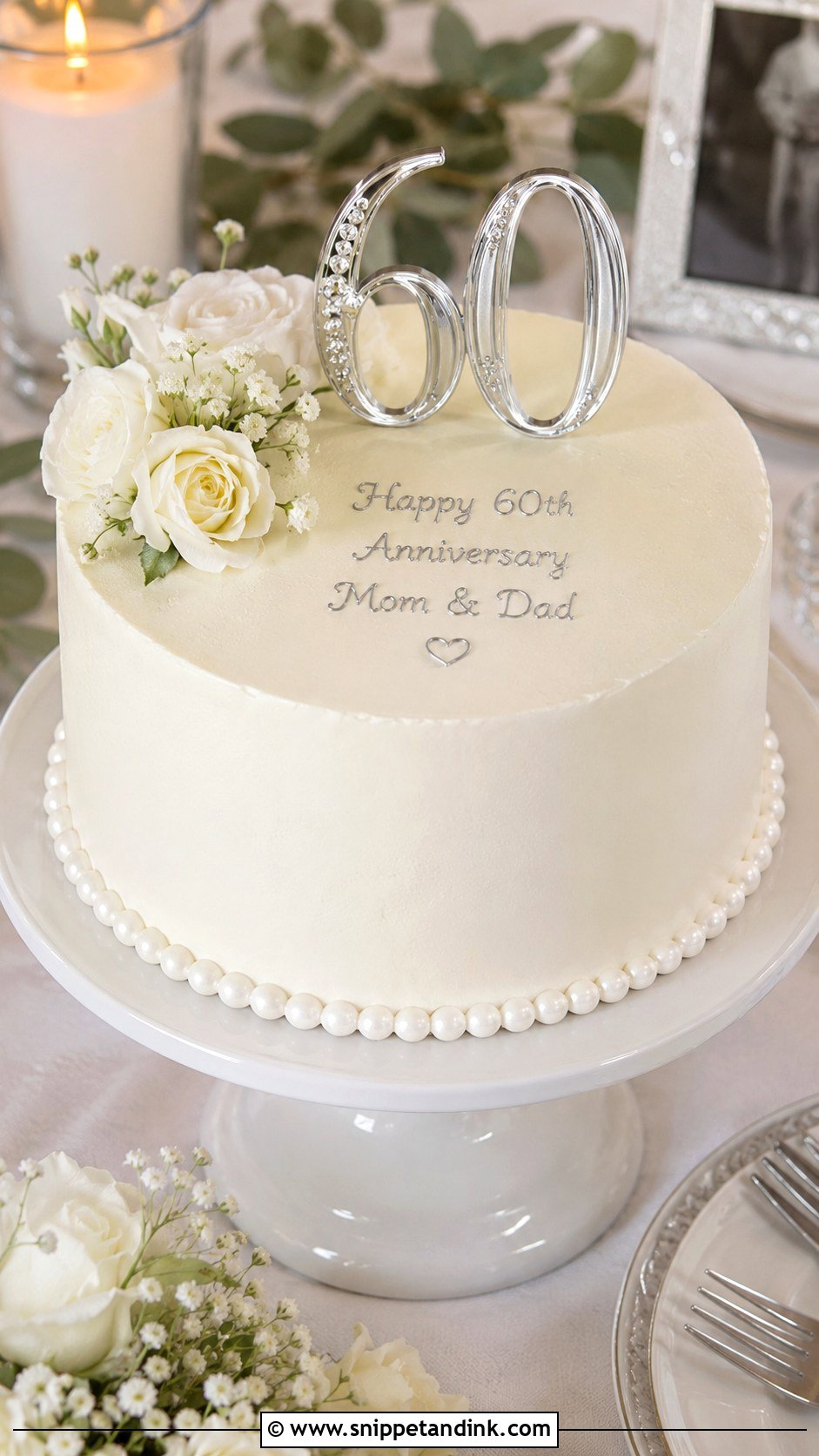Simple 60th Anniversary Cake - Snippet and Ink - 20 60th Wedding Anniversary Cakes