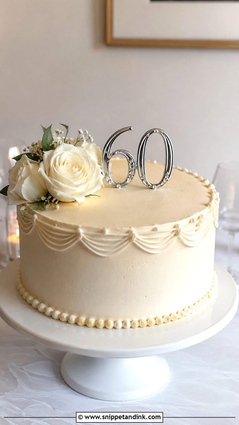 Simple 60th Anniversary Cake - Snippet and Ink - 20 60th Wedding Anniversary Cake Ideas