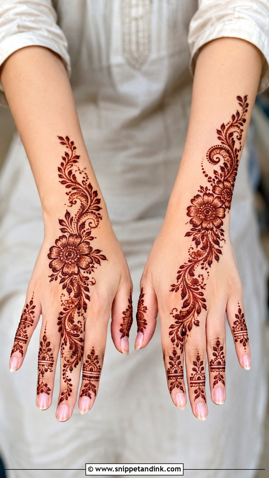Simple Arabic Back Hand Mehndi Design - Snippet and Ink - 35 Simple Unique Back Hand Mehndi Designs