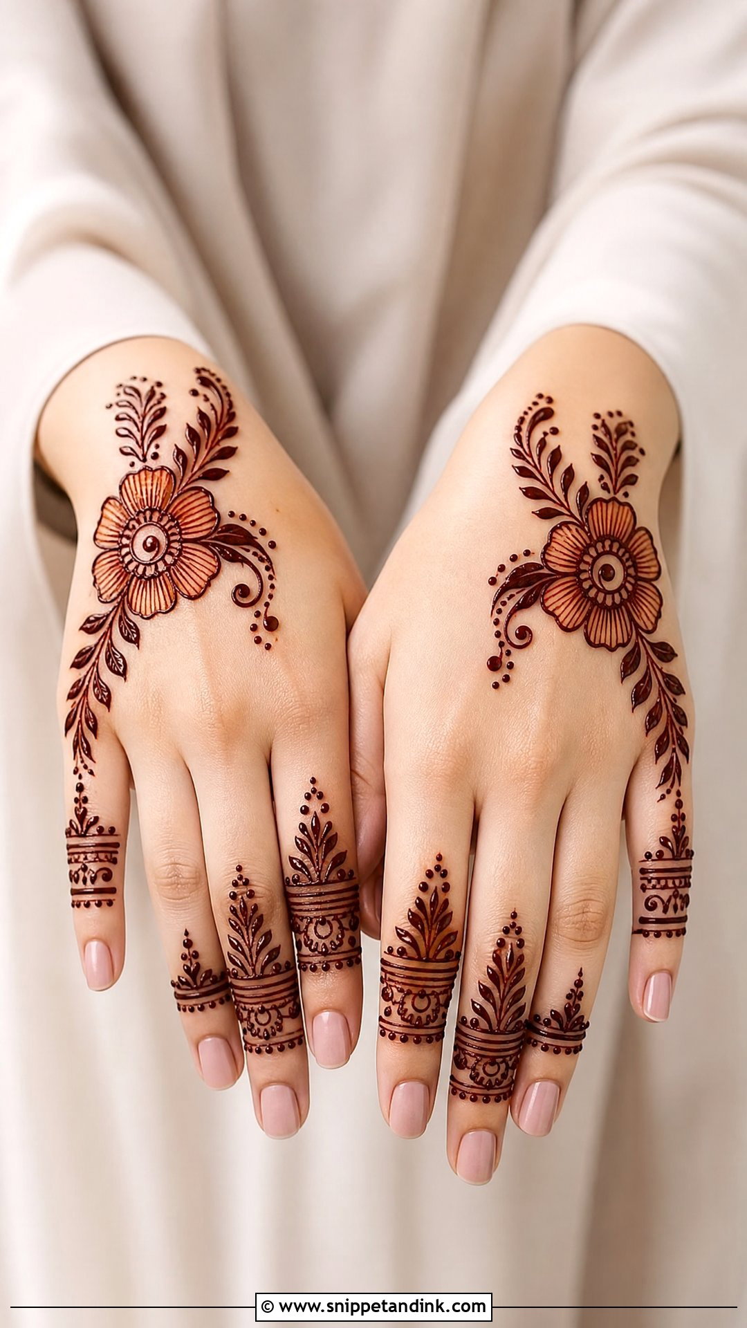 Simple Arabic Back Hand Mehndi Design - Snippet and Ink - 30 Latest Arabic Back Hand Mehndi Designs