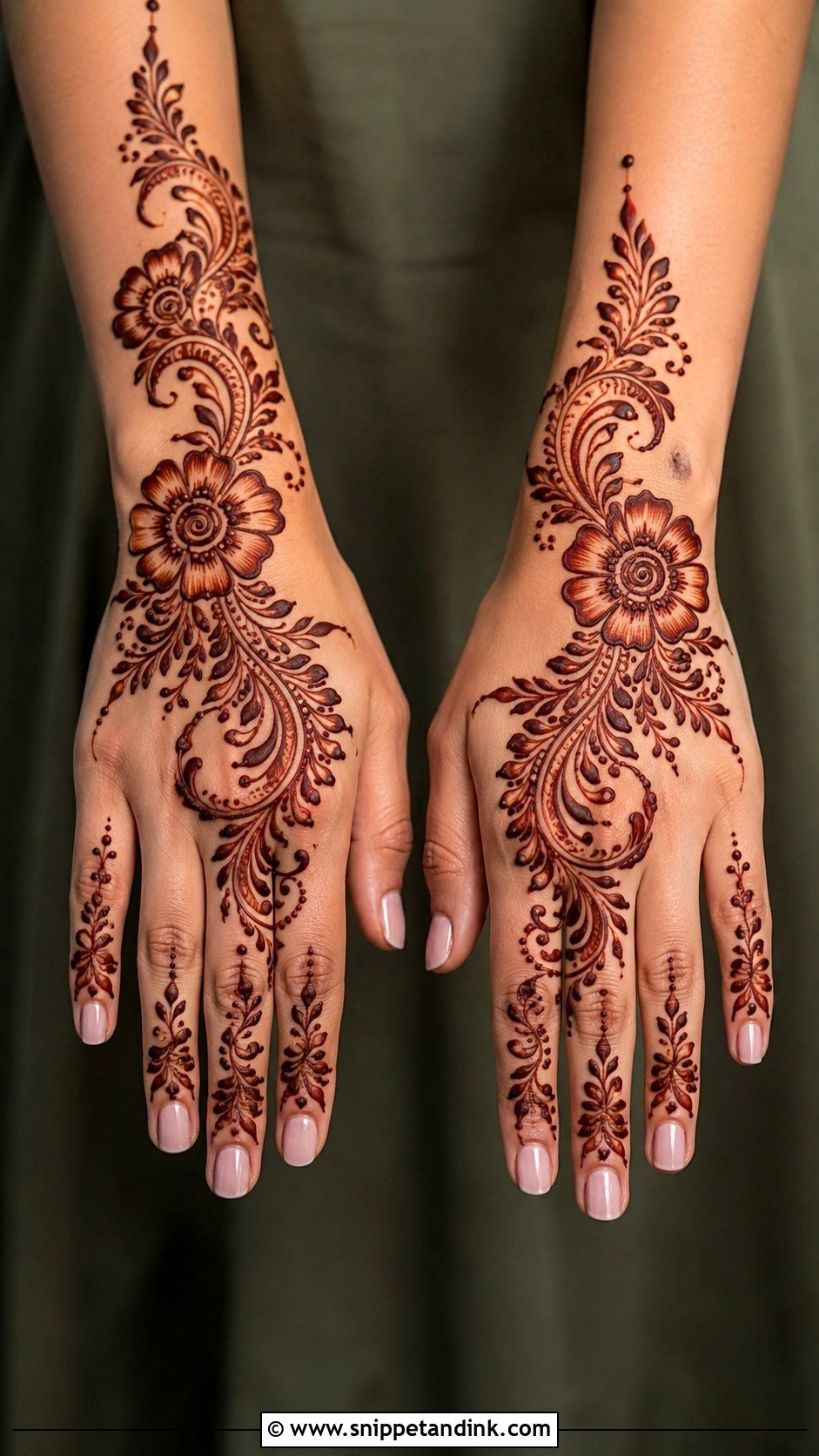 Simple Arabic Backhand Mehndi Design - Snippet and Ink - 35 Simple Backhand Mehndi Designs